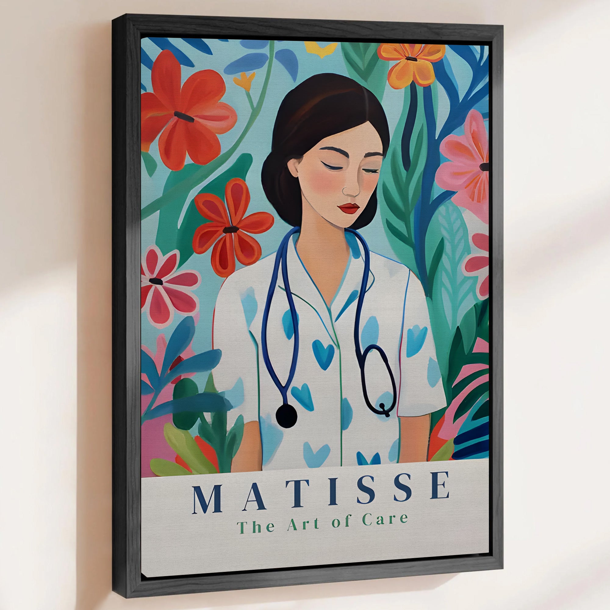 Artistic Nurse Matisse Inspired Canvas, The Art of Care Quote, RN LPN CNA Healthcare Workers Gift