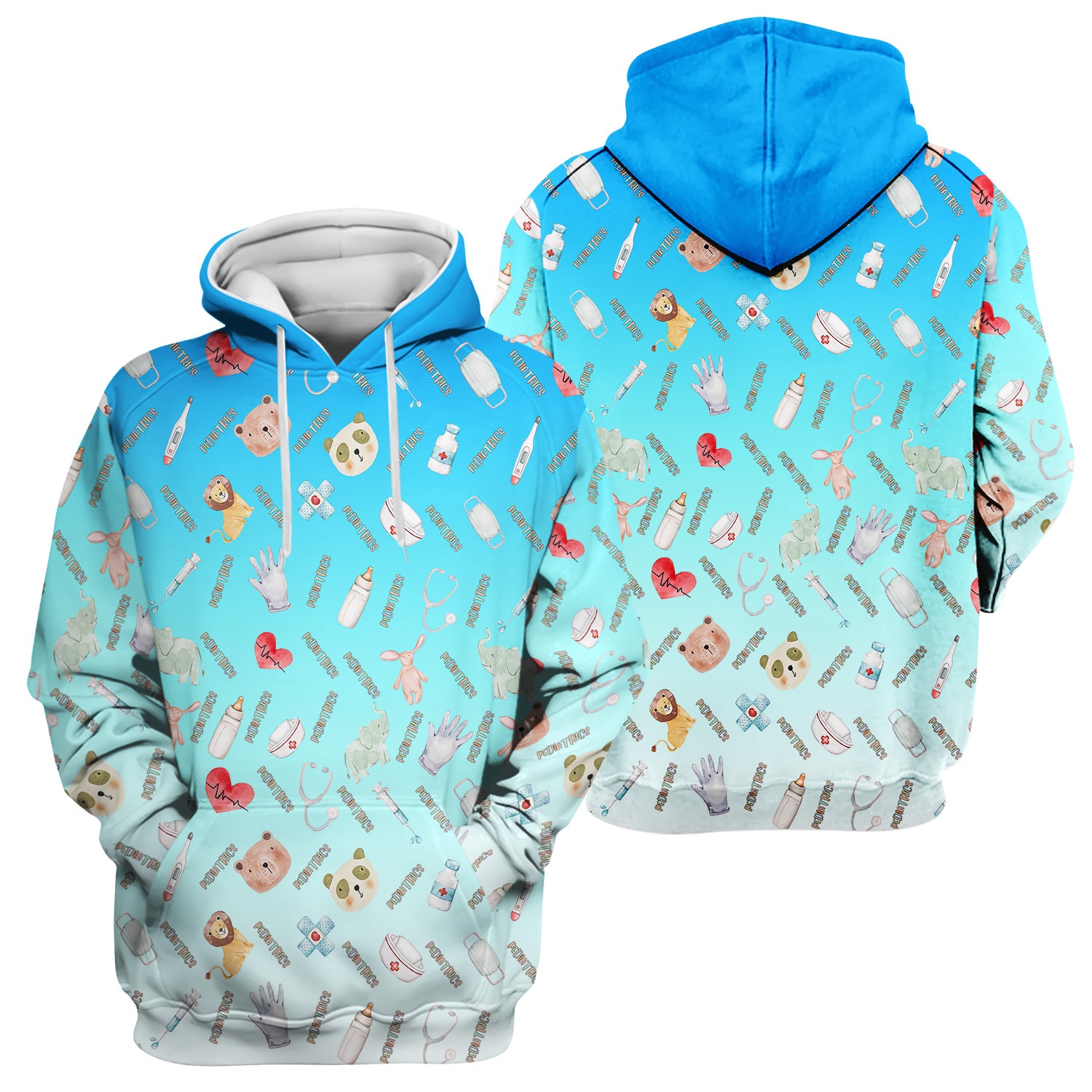 Adorable Pediatric Medical Scrub - Medical Uniform Top with Animal & Heart Icons - Gift for RN, CNA, LPN, Healthcare Worker