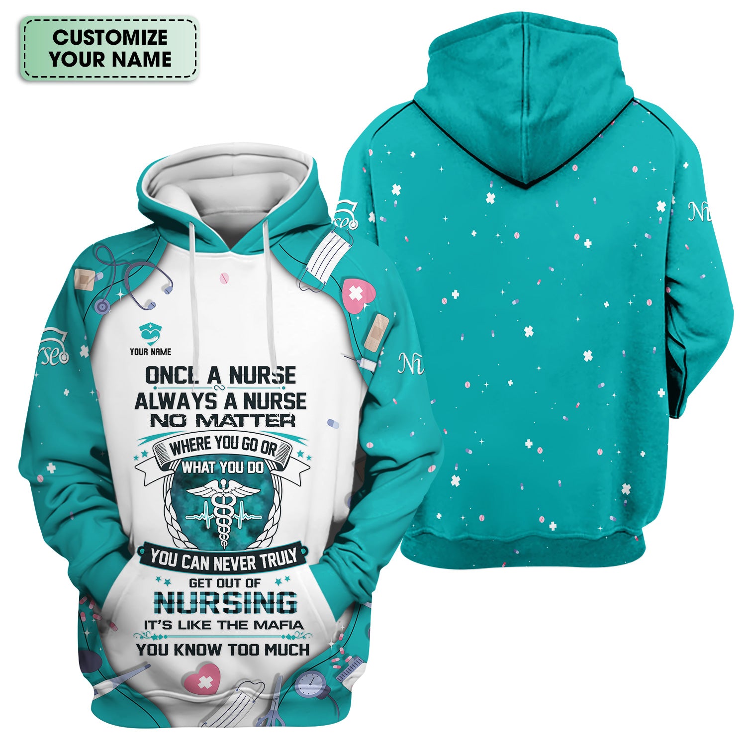 Personalized Once A Nurse Quote Medical Tools Scrub Top, Comfortable Scrubs for Nurses