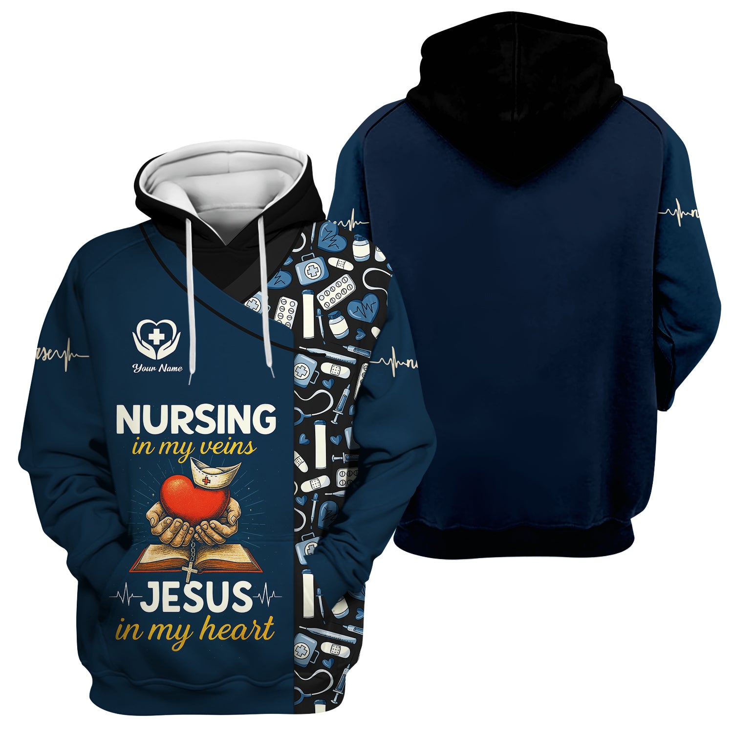 Personalized Nursing Shirt for Nurses - Christian Nurse Graphic Tee with Jesus Quote - Gift for RN LPN CNA