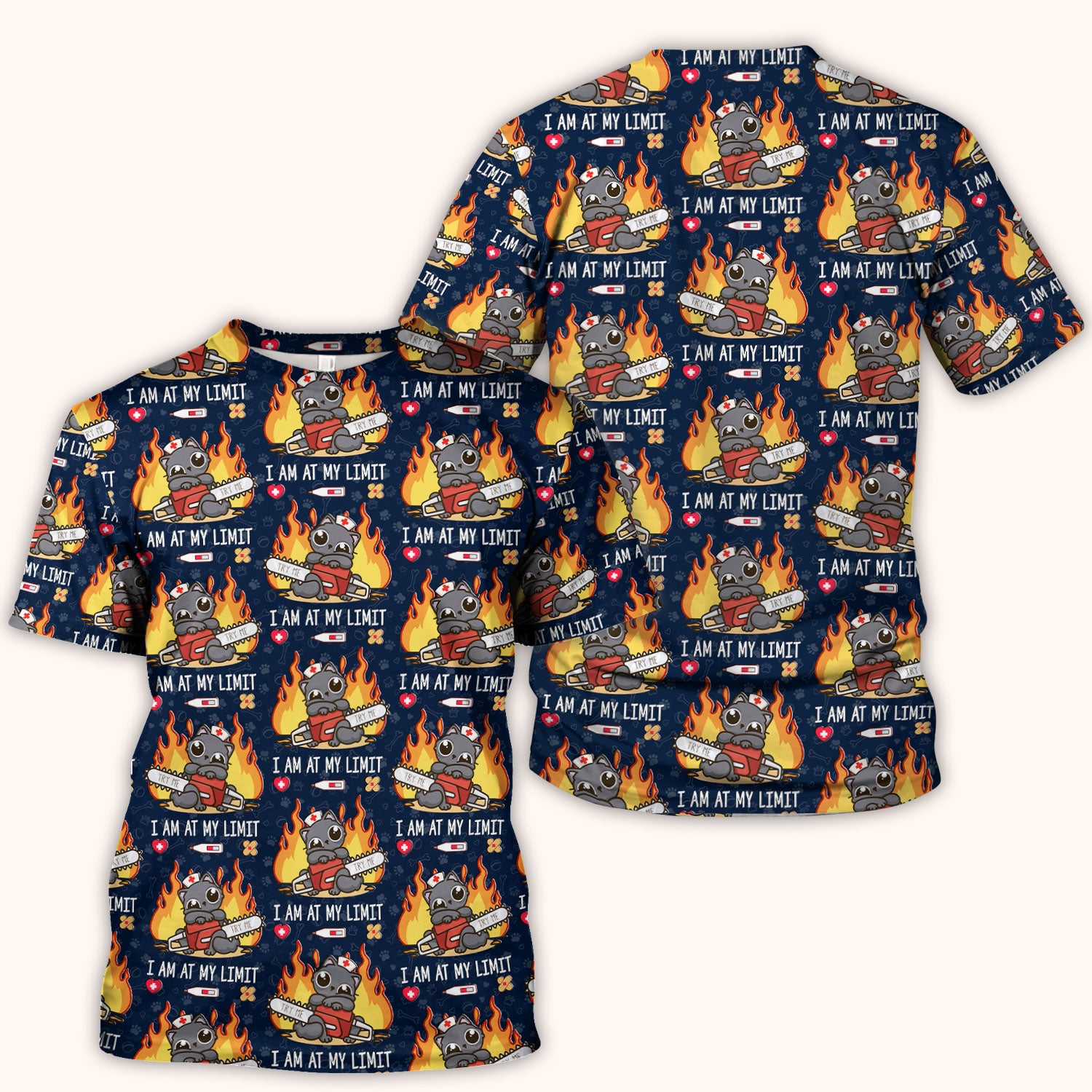 Funny Nurse Cat I Am At My Limit Scrub Top, Comfortable Scrubs for Nurses