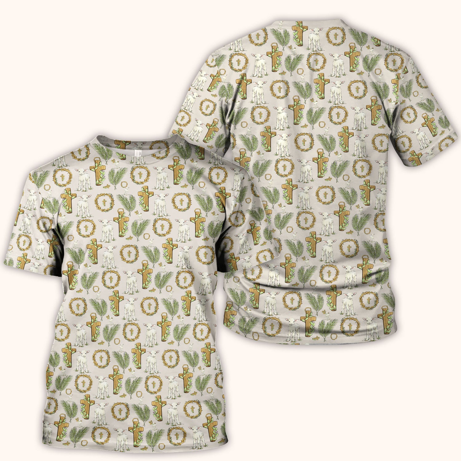 Faith Lamb Cross Pattern Scrub Top, Comfortable Scrubs for Nurses