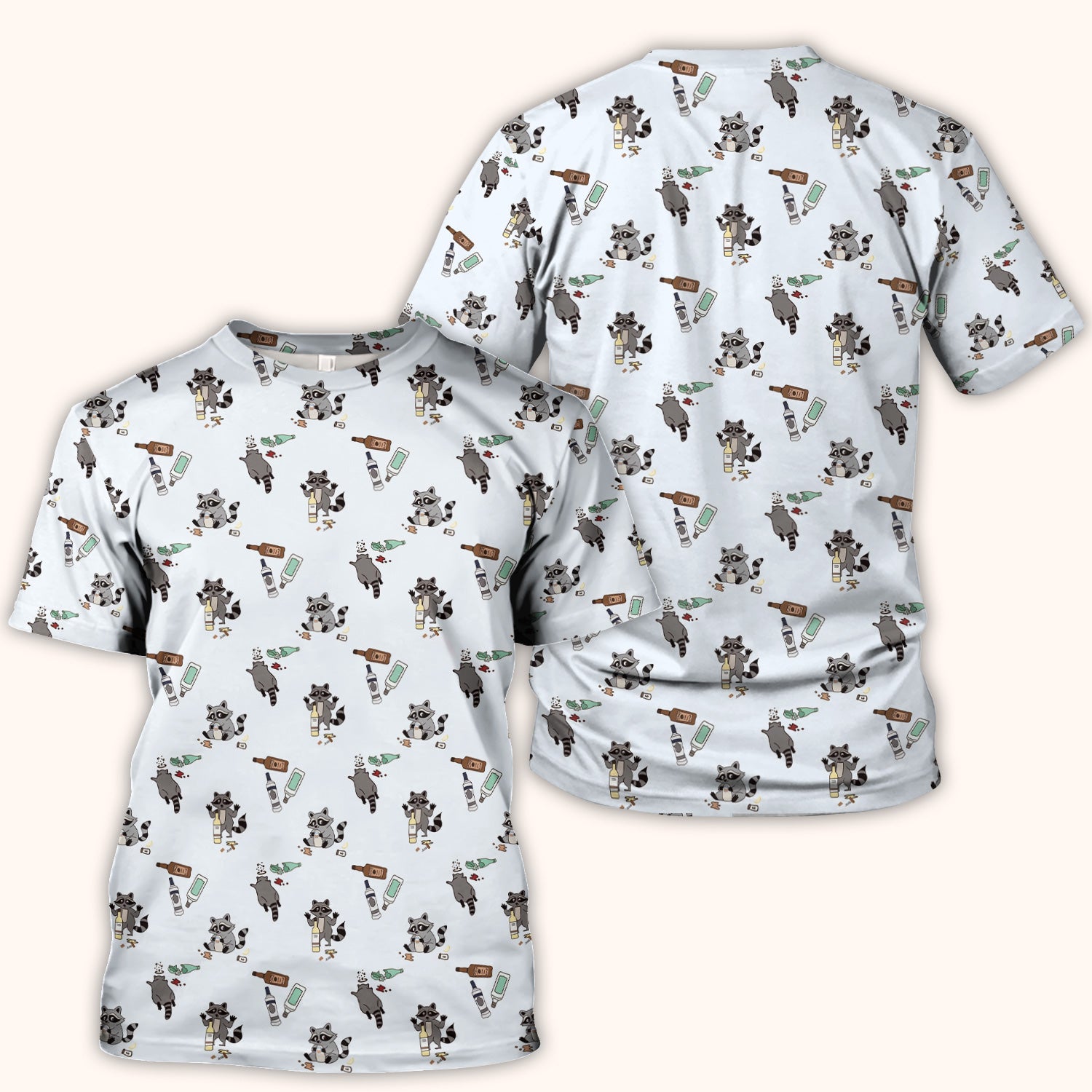 Messy Drunk Raccoon Pattern Scrub Top, Comfortable Scrubs for Nurses