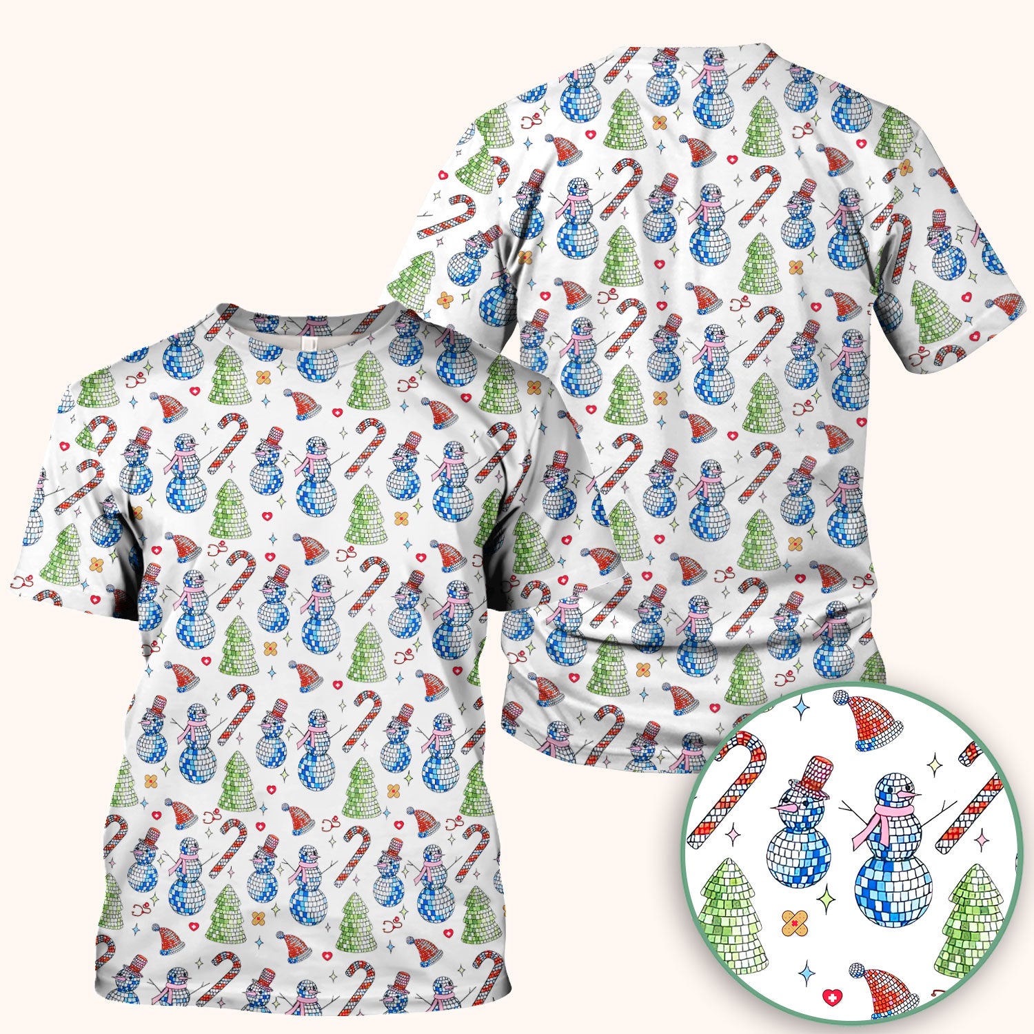 Funny Snowman Scrub Top for Women - Breathable Fabrics Med Uniform - Comfortable Scrubs for Nurses - Christmas Gift for LPN CNA RN
