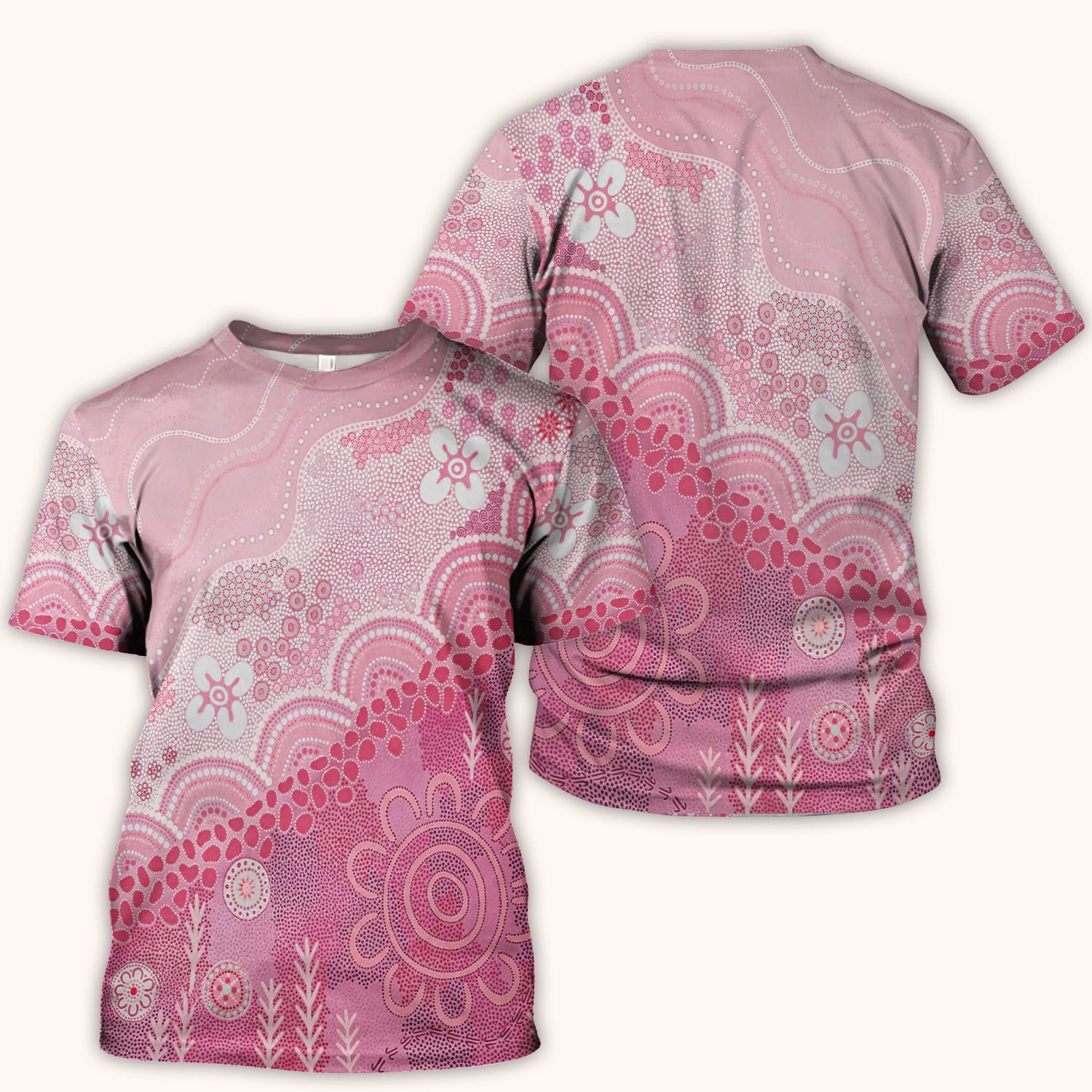 Floral Mandala Dot Pattern Medical Scrub Top, Comfortable Scrubs for Nurses