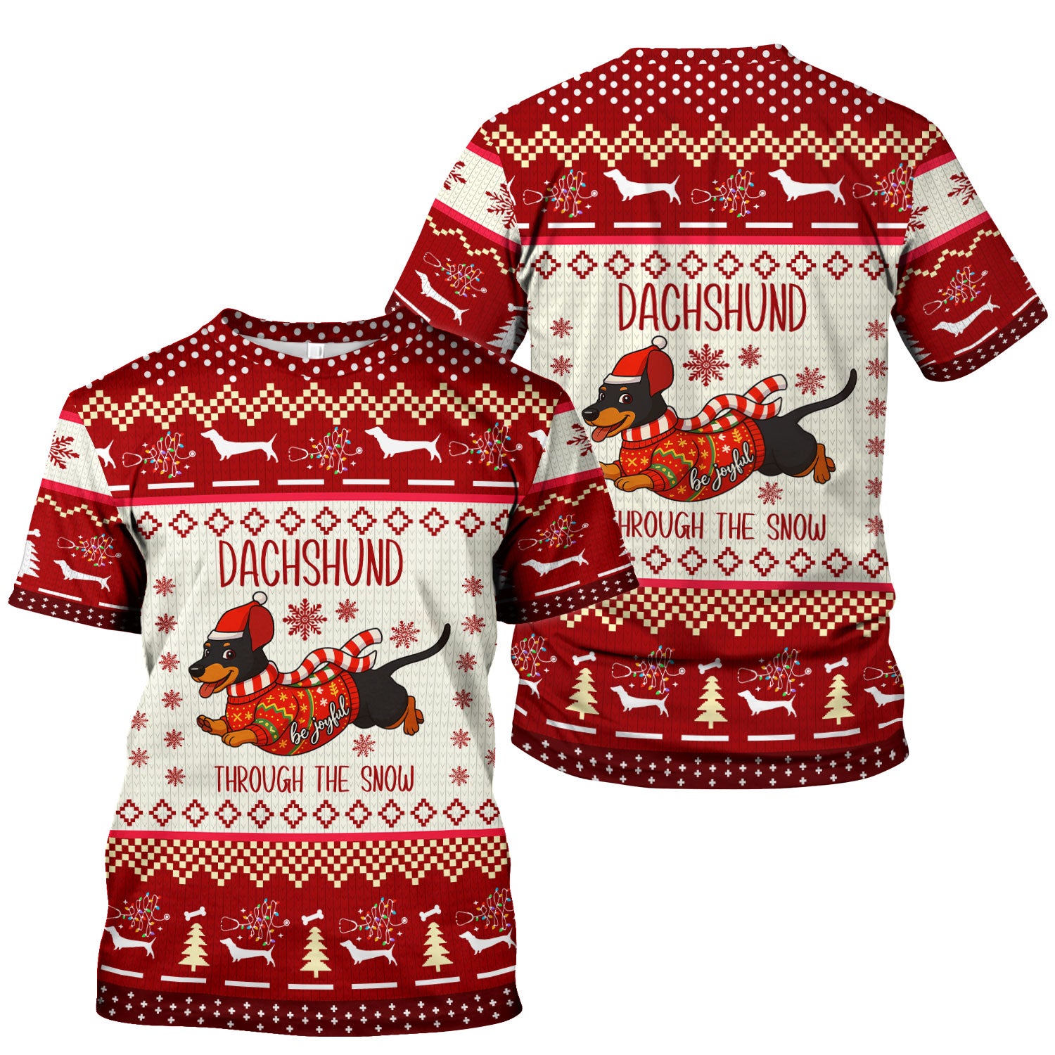 Wiener Dog Through The Snow Christmas Scrub Top - Cute Dachshund Nurse Shirt - Funny Holiday Medical Uniform