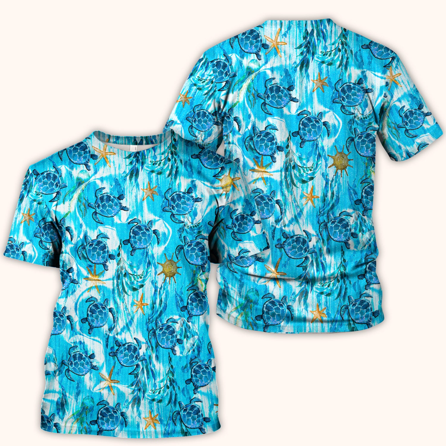 Coastal Marine Life Print Scrub Top, Comfortable Scrubs for Nurses