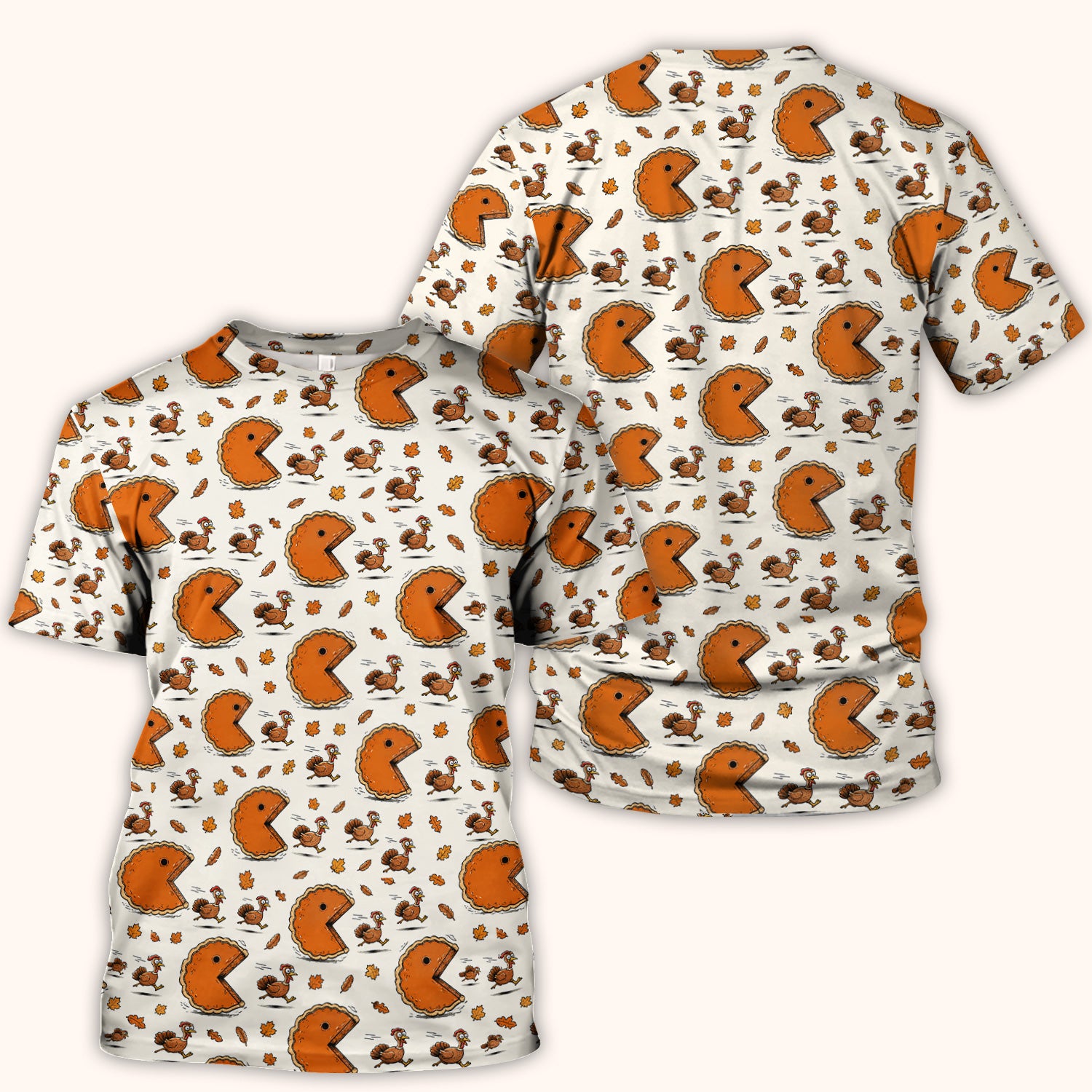 Thanksgiving Pie Chasing Turkey Scrub Top, Comfortable Scrubs for Nurses