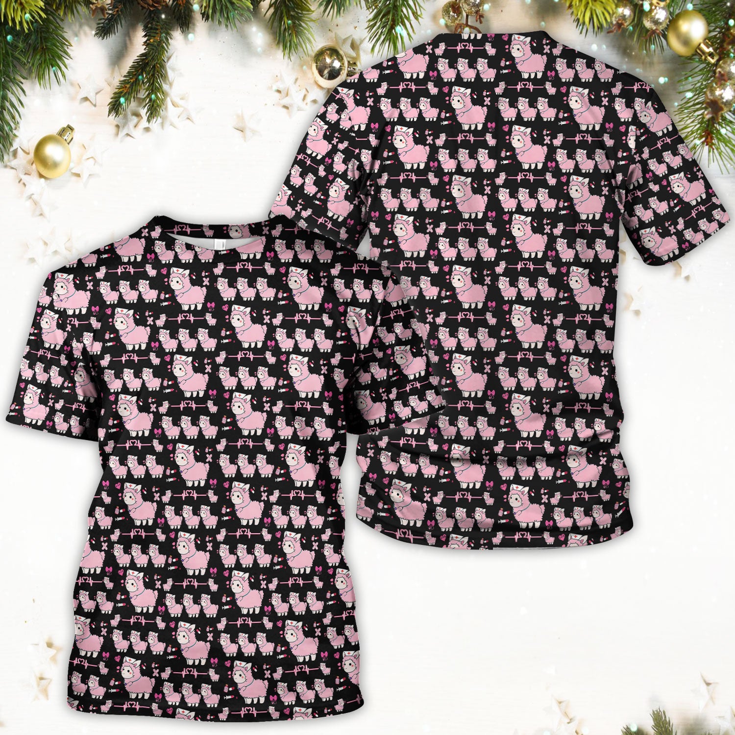 Llama Ain't Got Time For Your Drama Scrub Top, Funny Pattern Scrub Shirt, Breathable Fabrics Nursing Uniform
