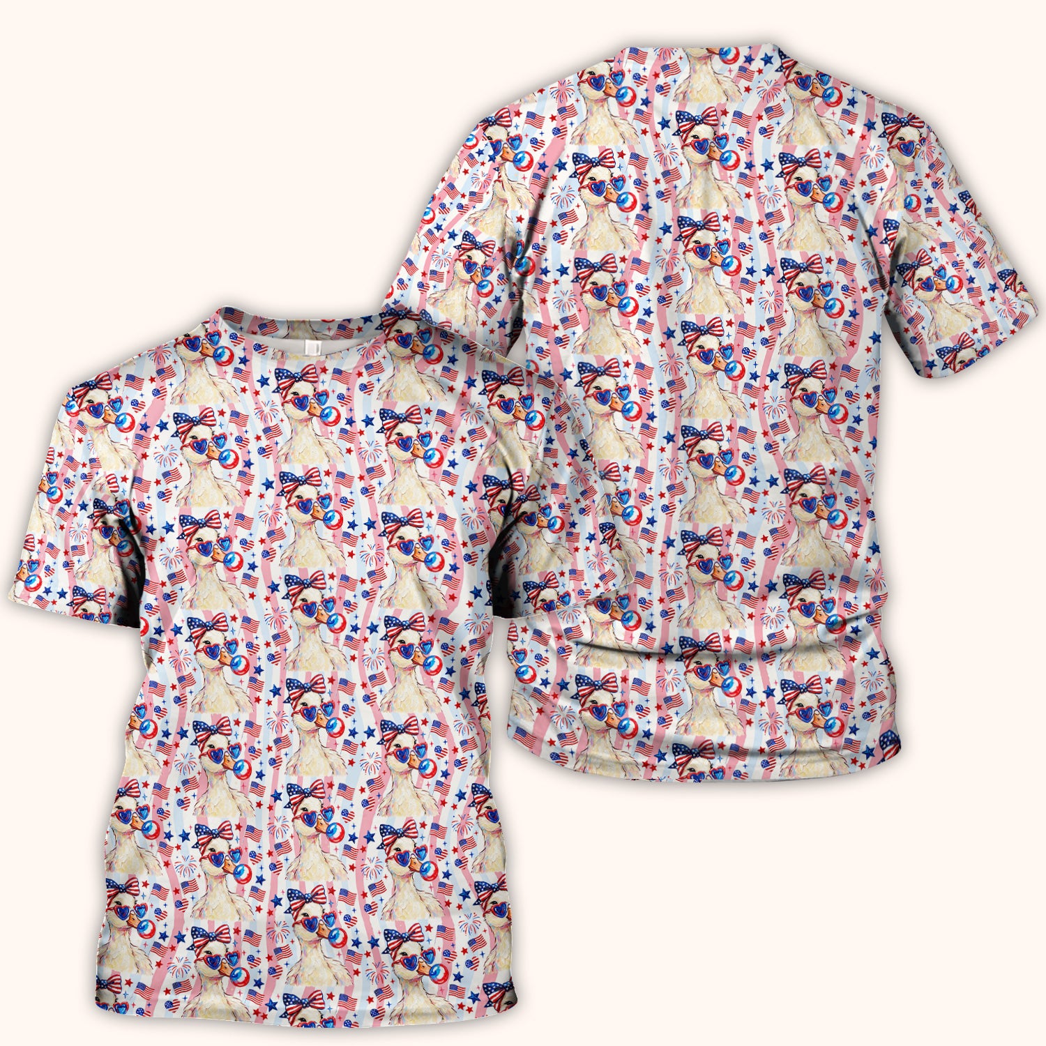 Cute Patriotic Goose Nurse Pattern Scrub Top, Comfortable Scrubs for Nurses