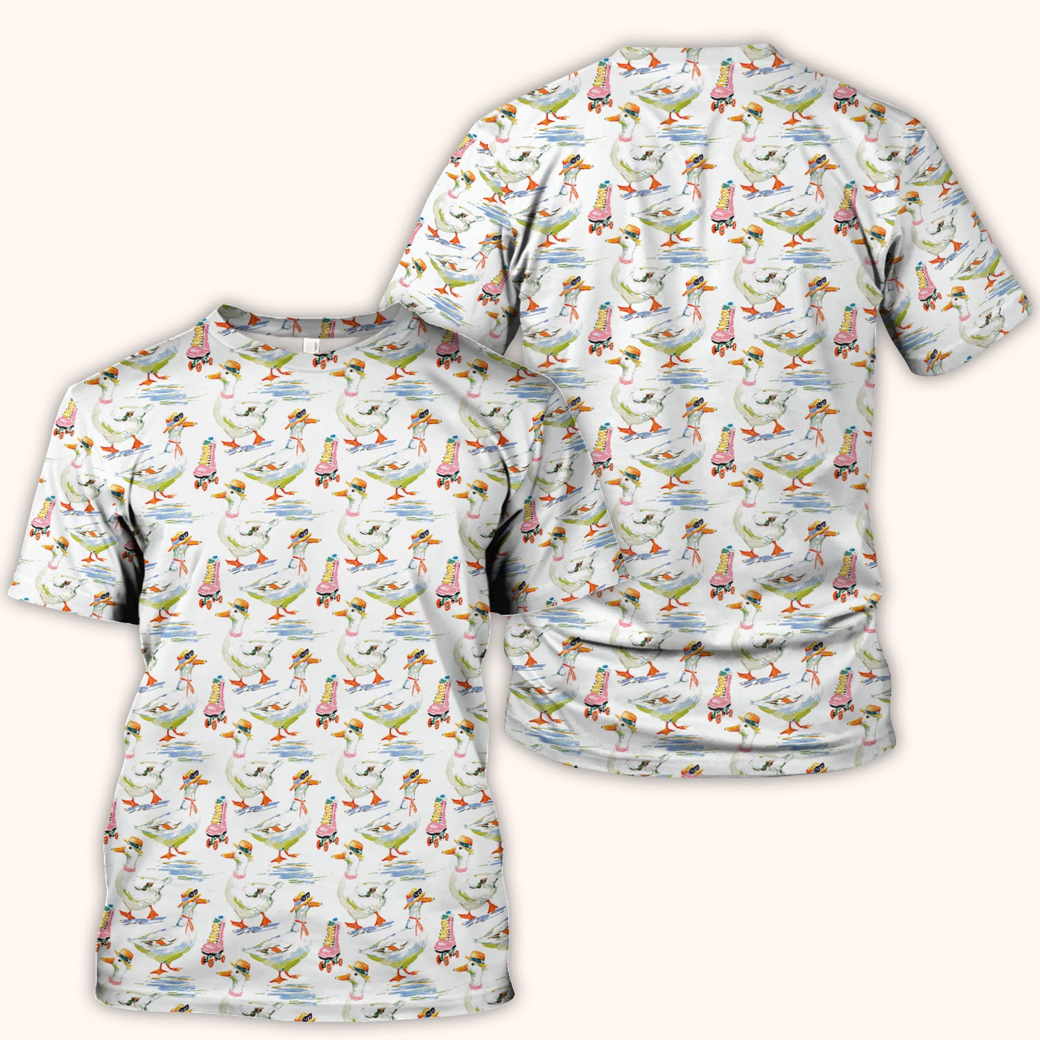 Roller Skating Goose Nurse Pattern Scrub Top, Comfortable Scrubs for Nurses