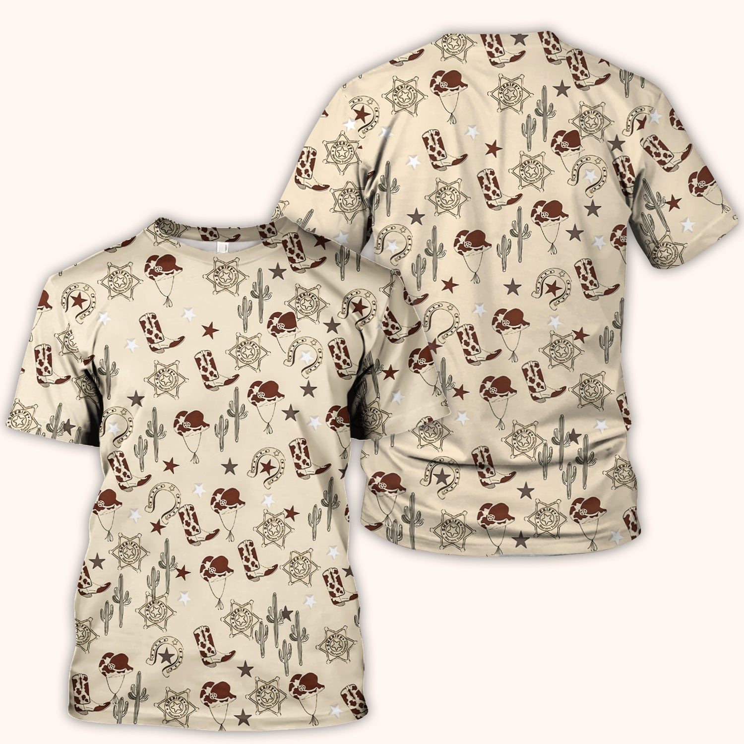 Funny Cowboy Hats & Boots Pattern Scrub Top, Comfortable Scrubs for Nurses