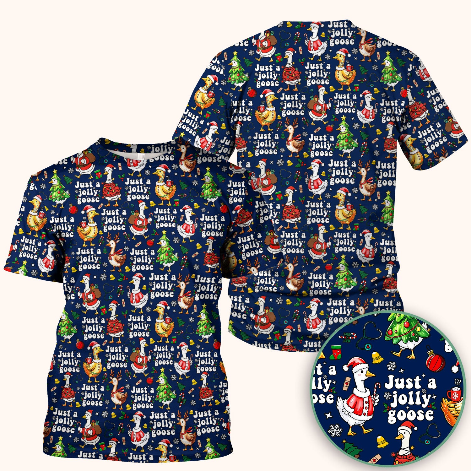 Just a Jolly Goose Funny Christmas Scrub Top - Holiday Medical Uniform for Nurse - Santa Goose Shirt Gift for Women