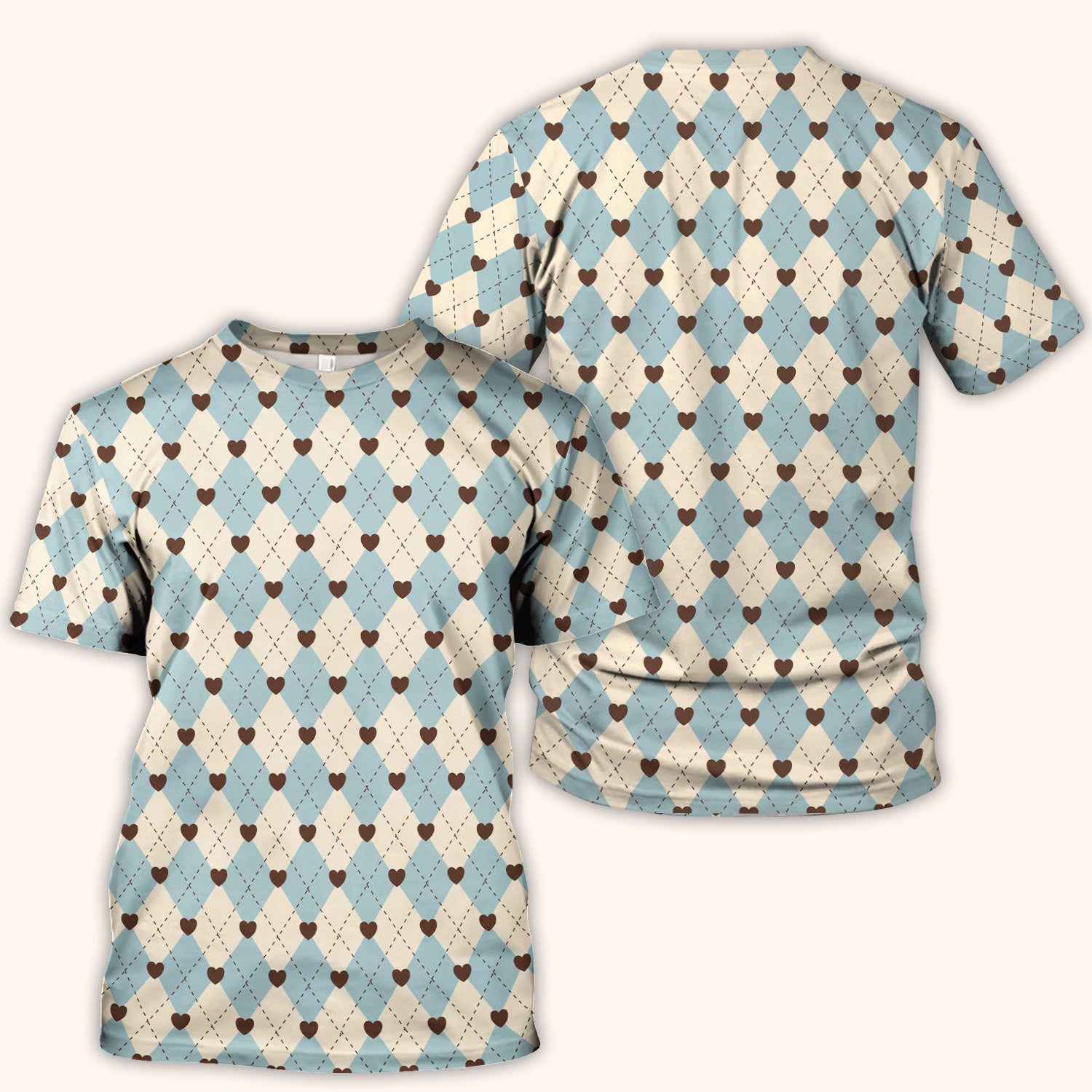 Plaid Heart Pattern Scrubs Top, Comfortable Scrubs for Nurses