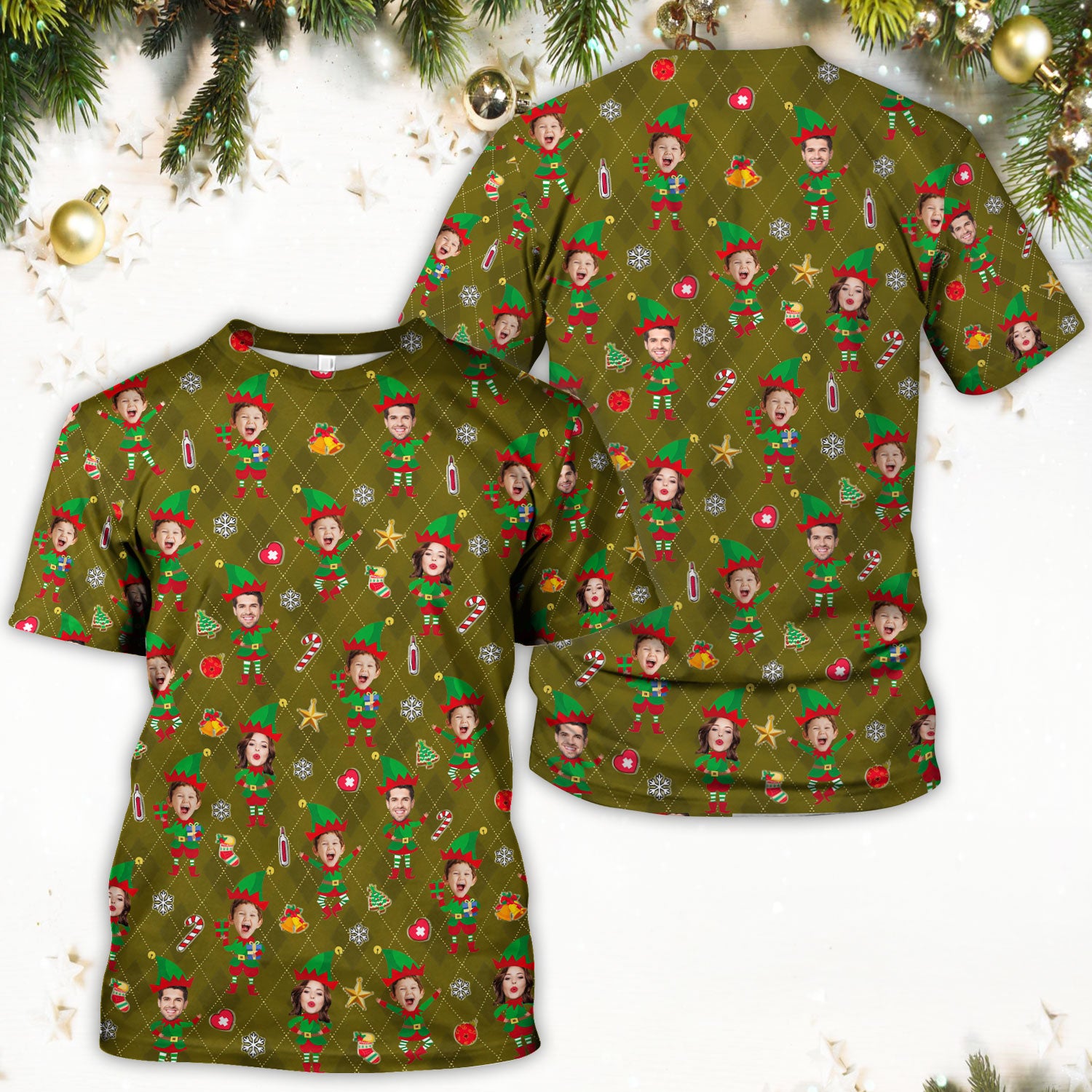Personalized Face Nurse Shirt, Custom Photo Christmas Scrub Top, Funny Holiday Medical Uniform For Nursing