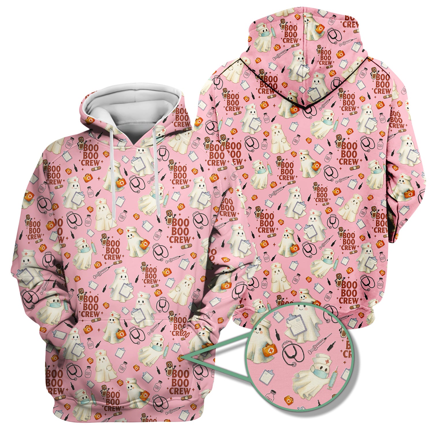 Halloween Nurse Scrub Top for Women - Cute Boo Boo Crew Medical Shirt - Gift for RN LPN CNA Healthcare Staff