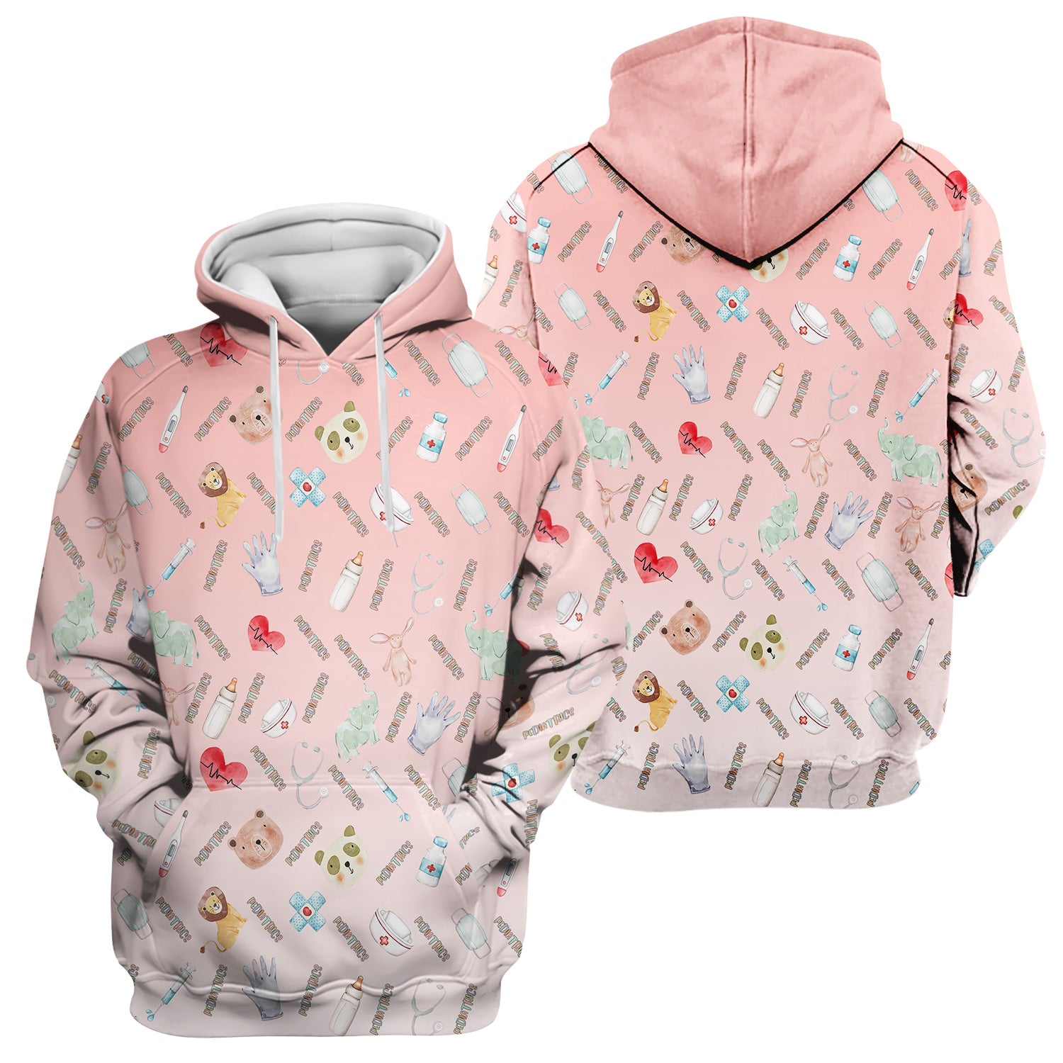 Adorable Pediatric Medical Scrub - Medical Uniform Top with Animal & Heart Icons - Gift for RN, CNA, LPN, Healthcare Worker