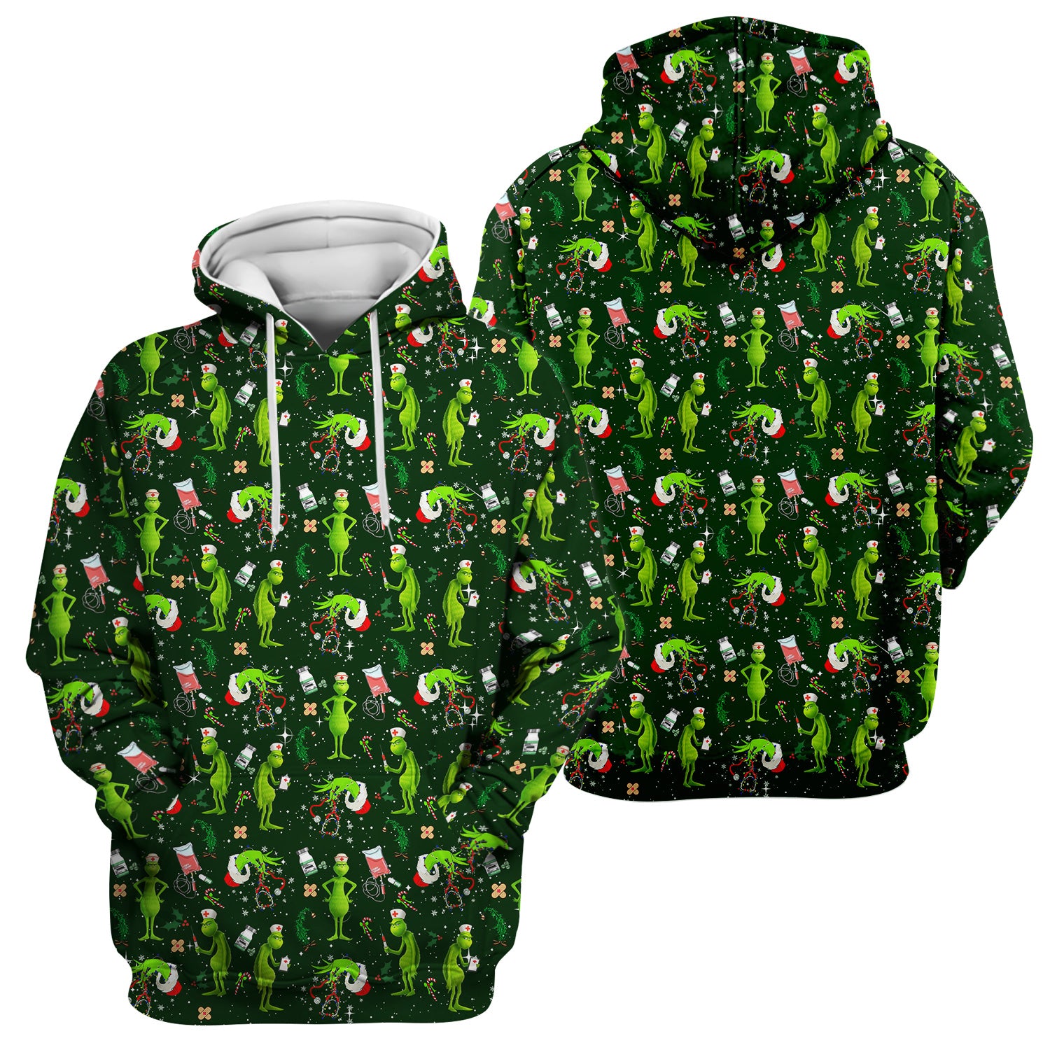 Cute Grinch Scrub Top for Nurse - Christmas Holiday Medical Shirt - Gift for CNA RN LPN Healthcare Workers