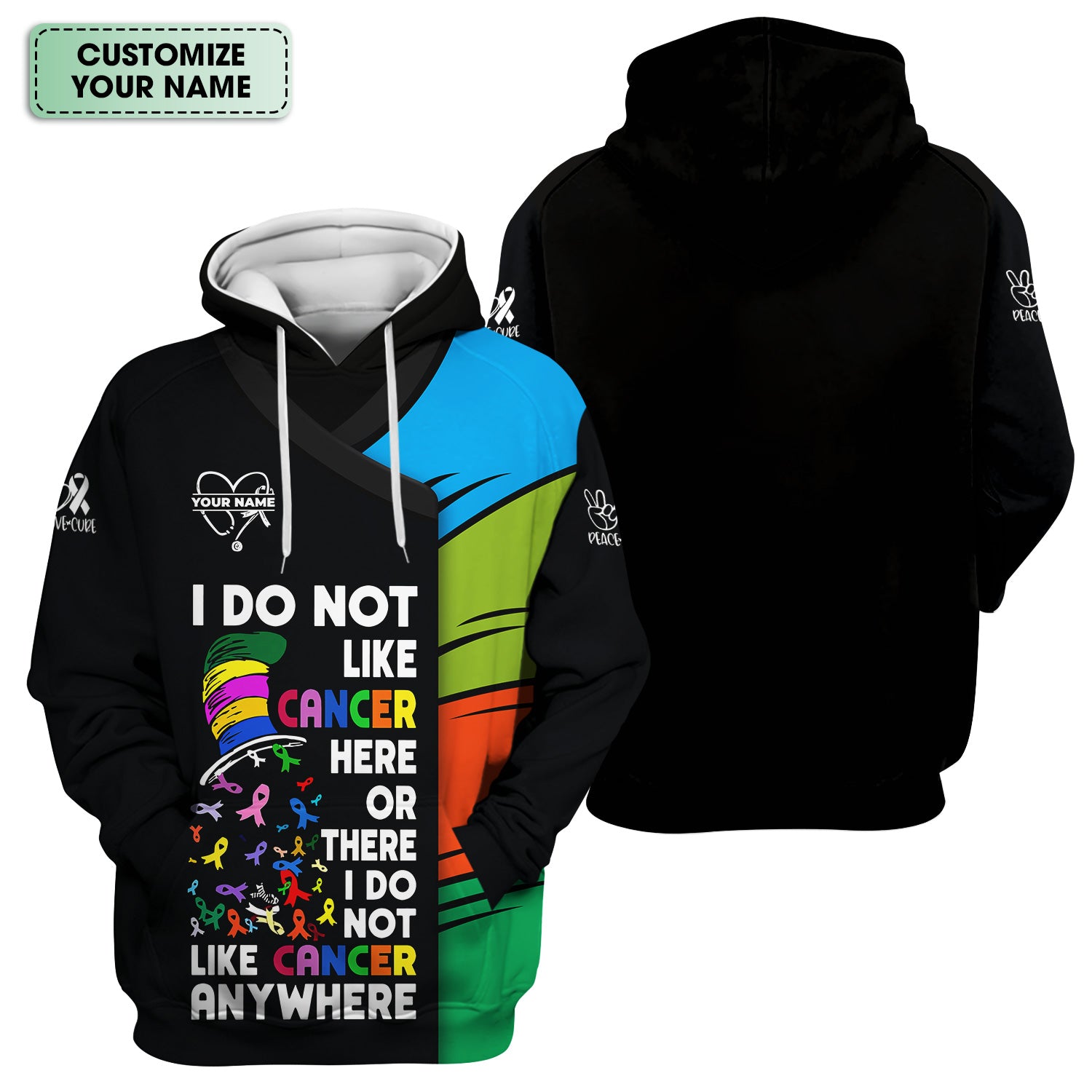 Personalized Breast Cancer Awareness Scrub Top - I Do Not Like Cancer Anywhere - Gift for Women RN LPN