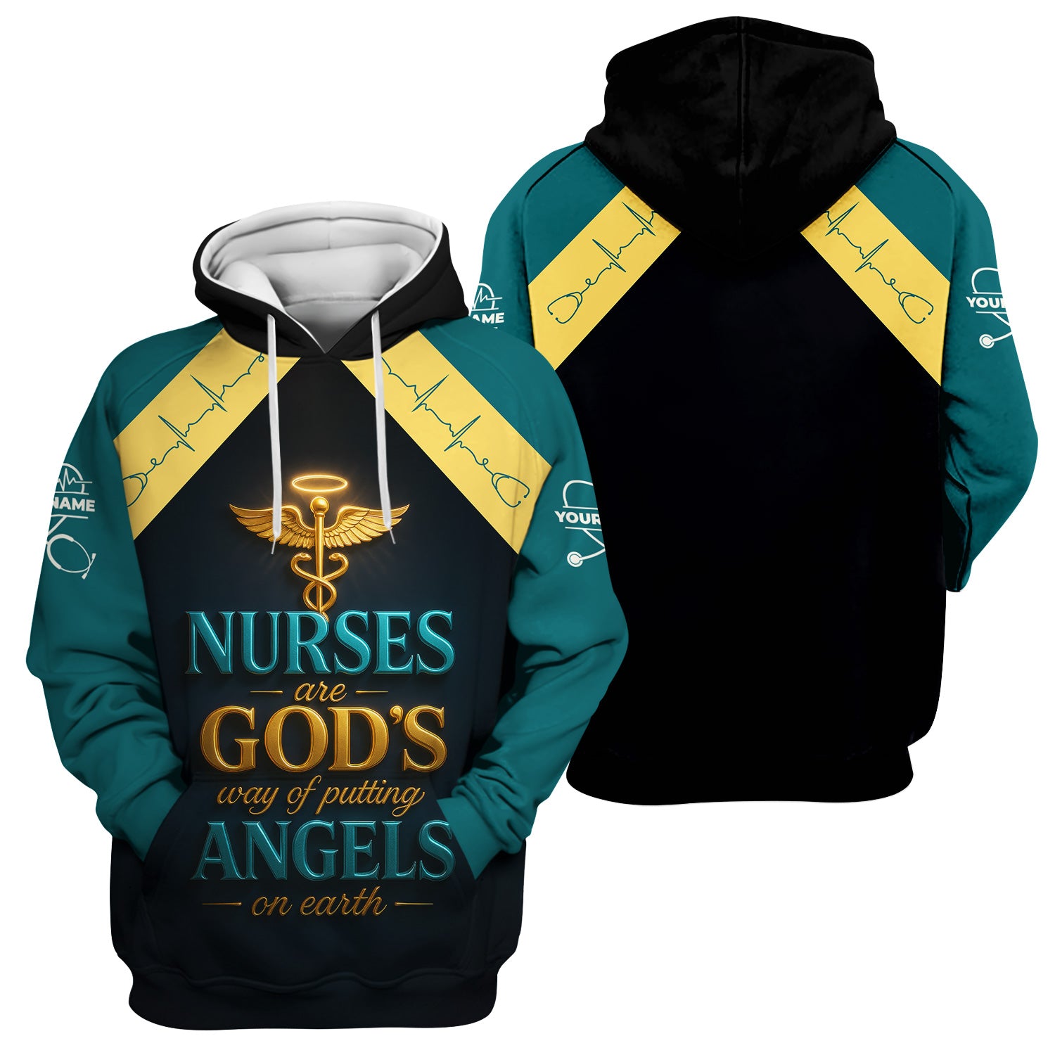 Personalized Christian Nurse Shirt - Nurses Are God's Angels on Earth Quote - Gift for Women RN LPN CNA