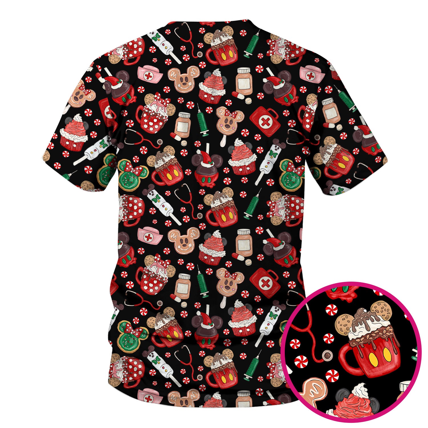 Funny Gingerbread Christmas Scrub Top - Cute Candy Cupcake Nurse Shirt - Holiday Medical Uniform RN CNA LPN
