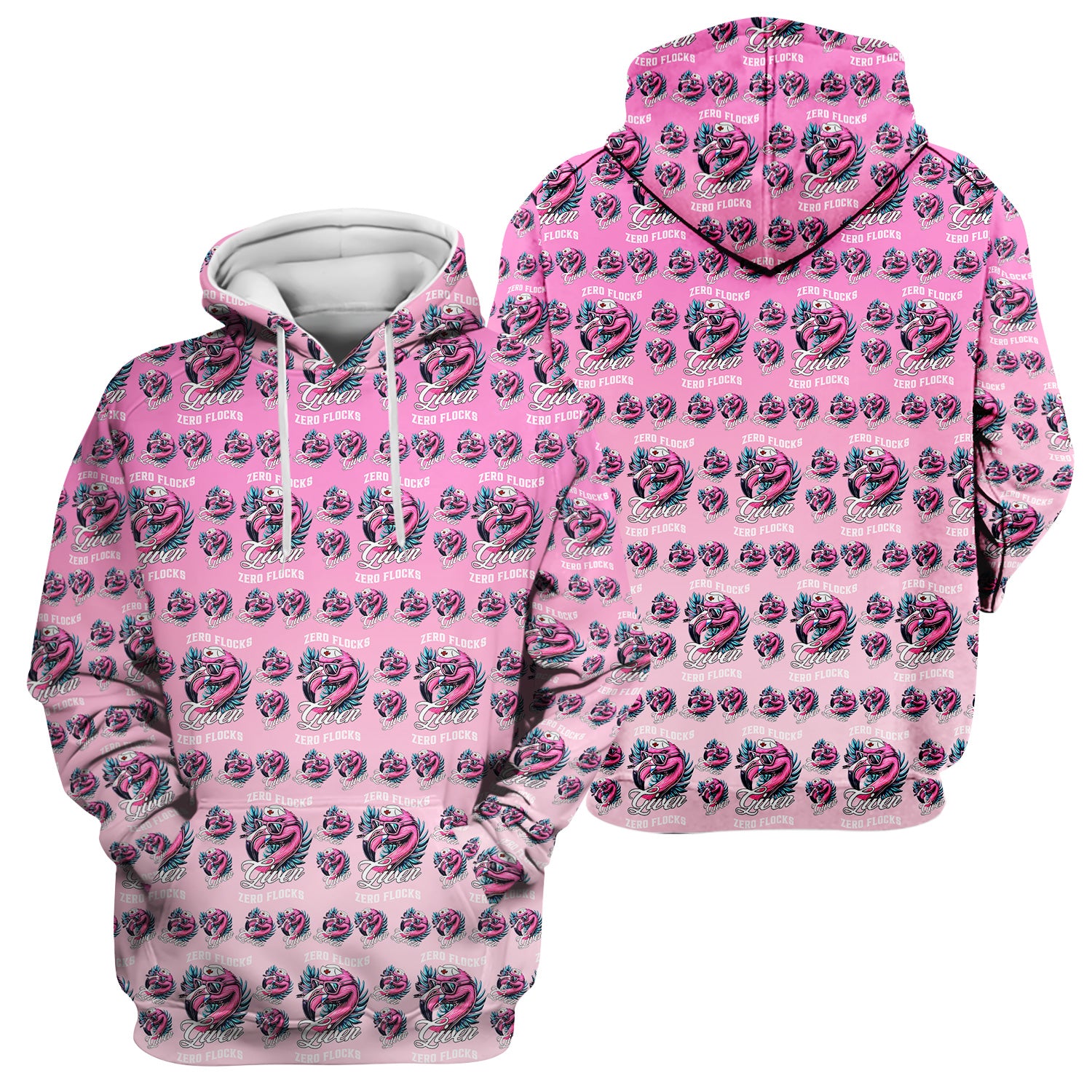 Funny Flamingo Scrub Top - Zero Flocks Given Pink Nurse Shirt - RN LPN CNA Healthcare Workers Gift
