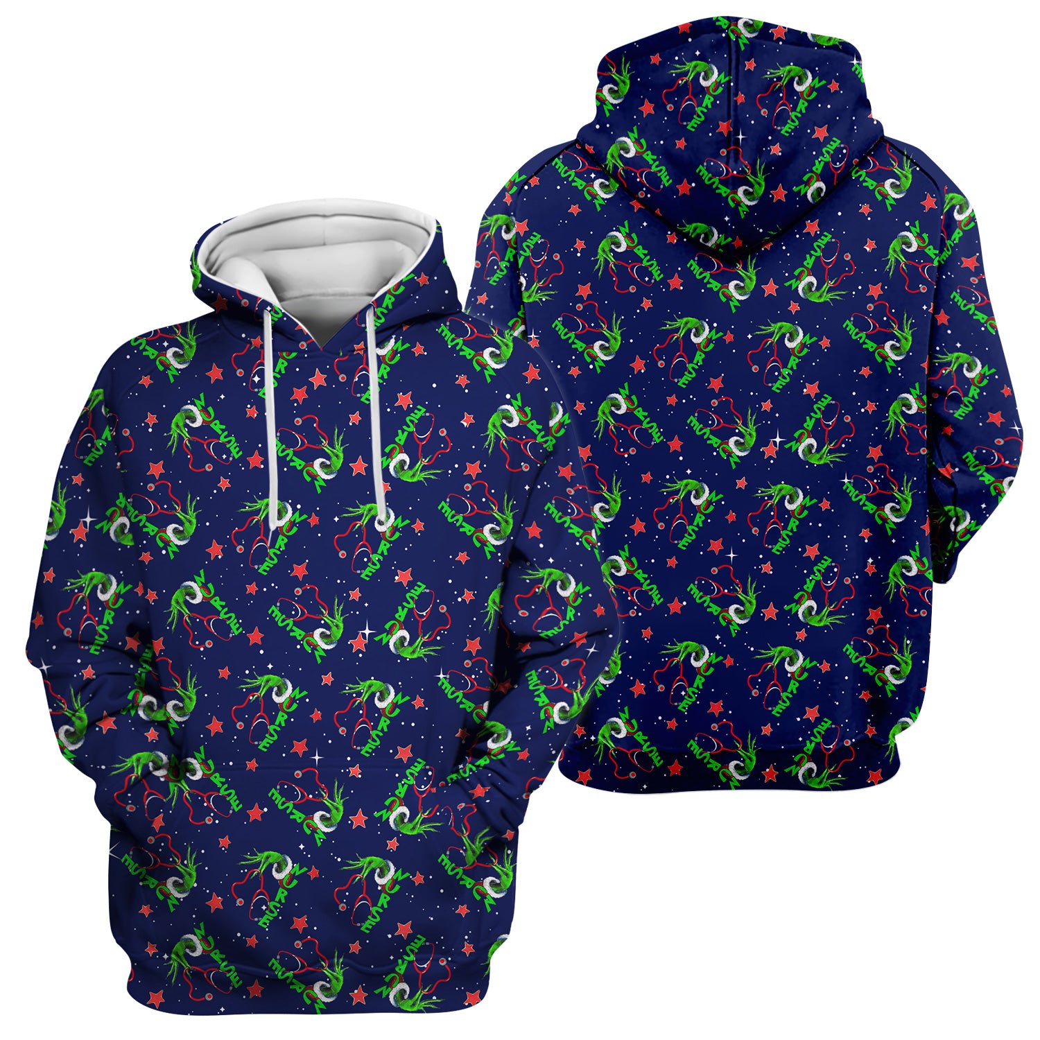 Grinch Nurse Scrub Top - Festive Holiday Uniform for Women - RN LPN CNA Nursing Gift