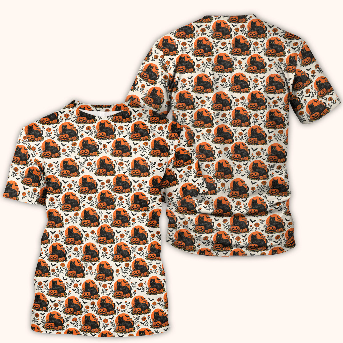 Halloween Black Cat Energy Pattern Scrub Top, Comfortable Scrubs for Nurses