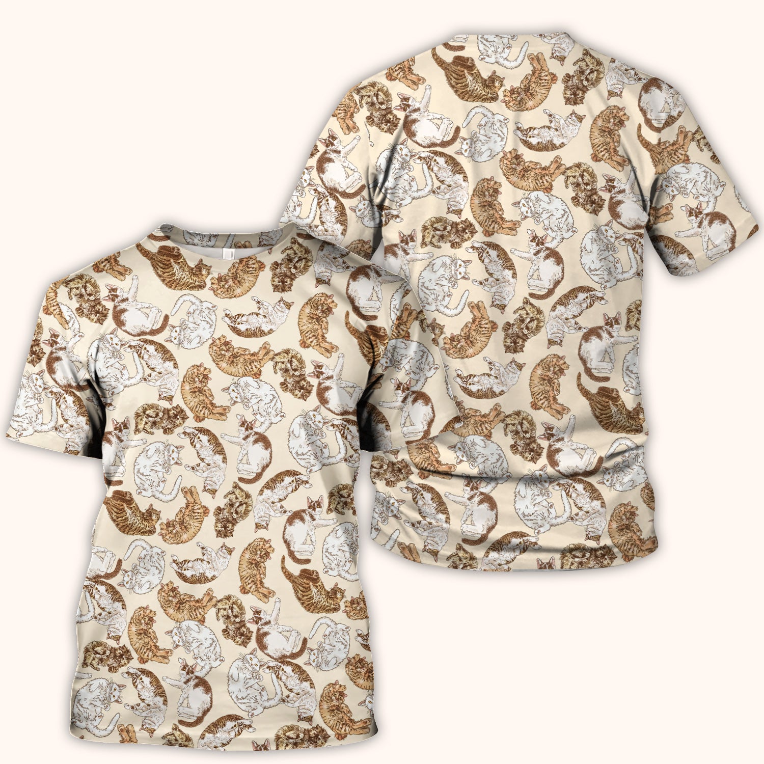 Cute Lazy Cat Nap Pattern Scrub Top, Comfortable Scrubs for Nurses