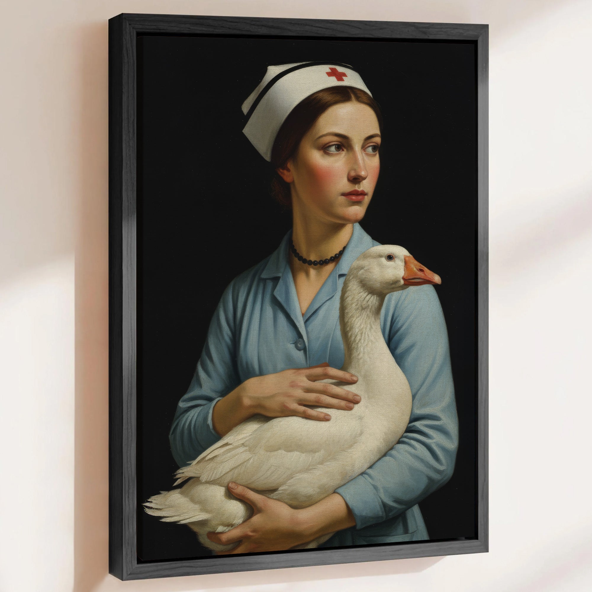 Funny Vintage Nurse and Goose Canvas,  Medical Humor Wall Art, RN LPN CNA Healthcare Workers Gift