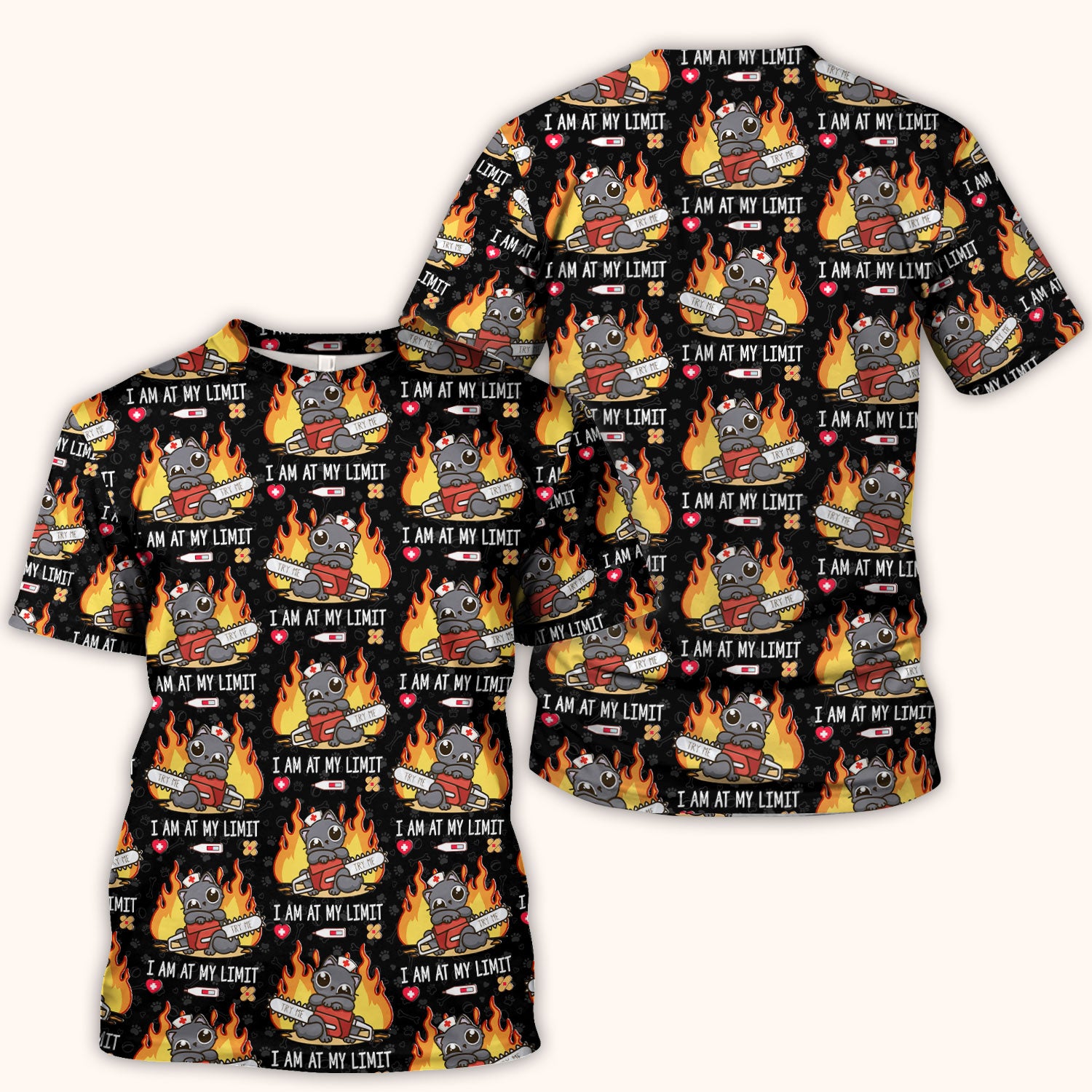 Funny Nurse Cat I Am At My Limit Scrub Top, Comfortable Scrubs for Nurses