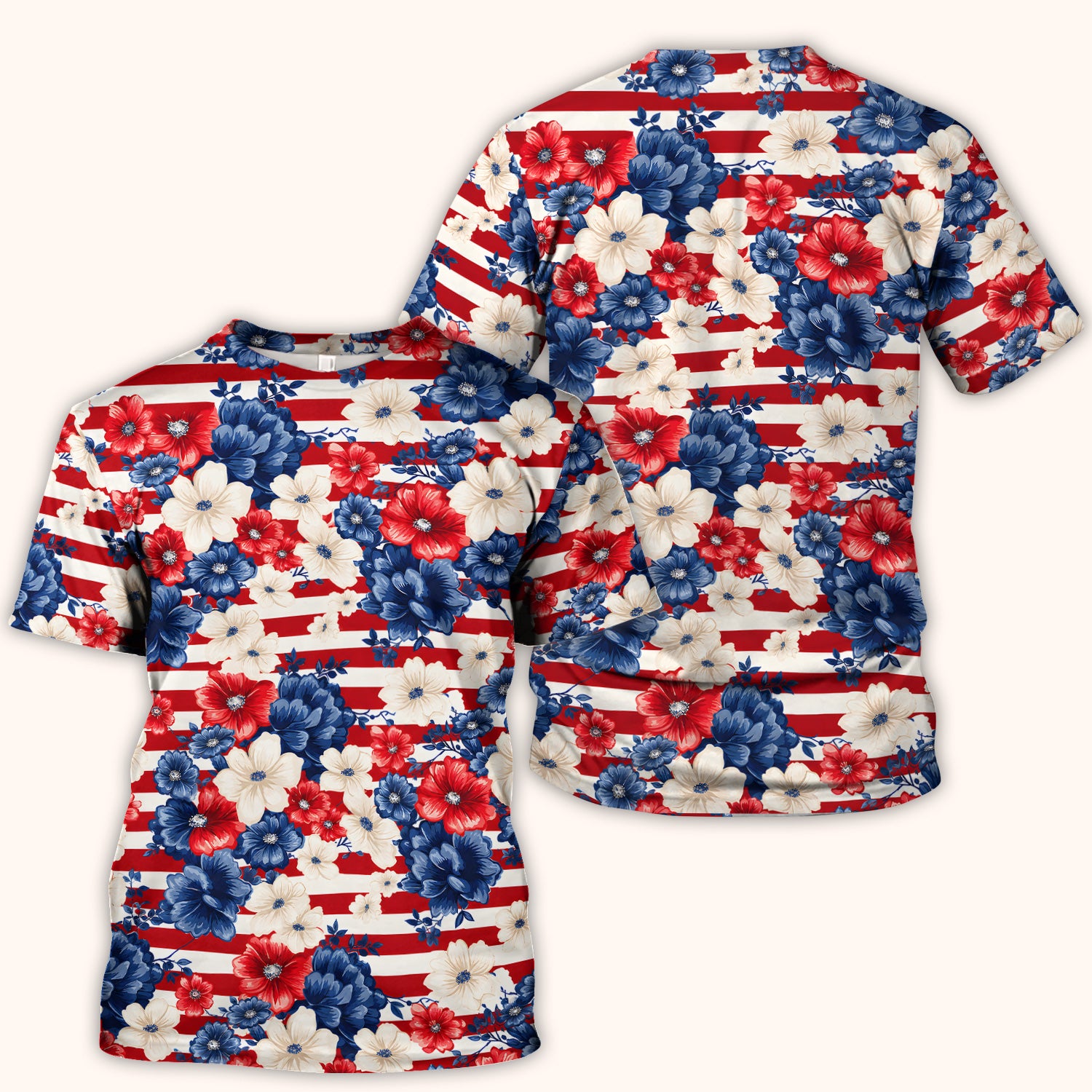 Patriotic Floral Nurse for RN & CNA, American Flag Healthcare Workers Medical Uniform Scrub Top, Comfortable Scrubs for Nurses
