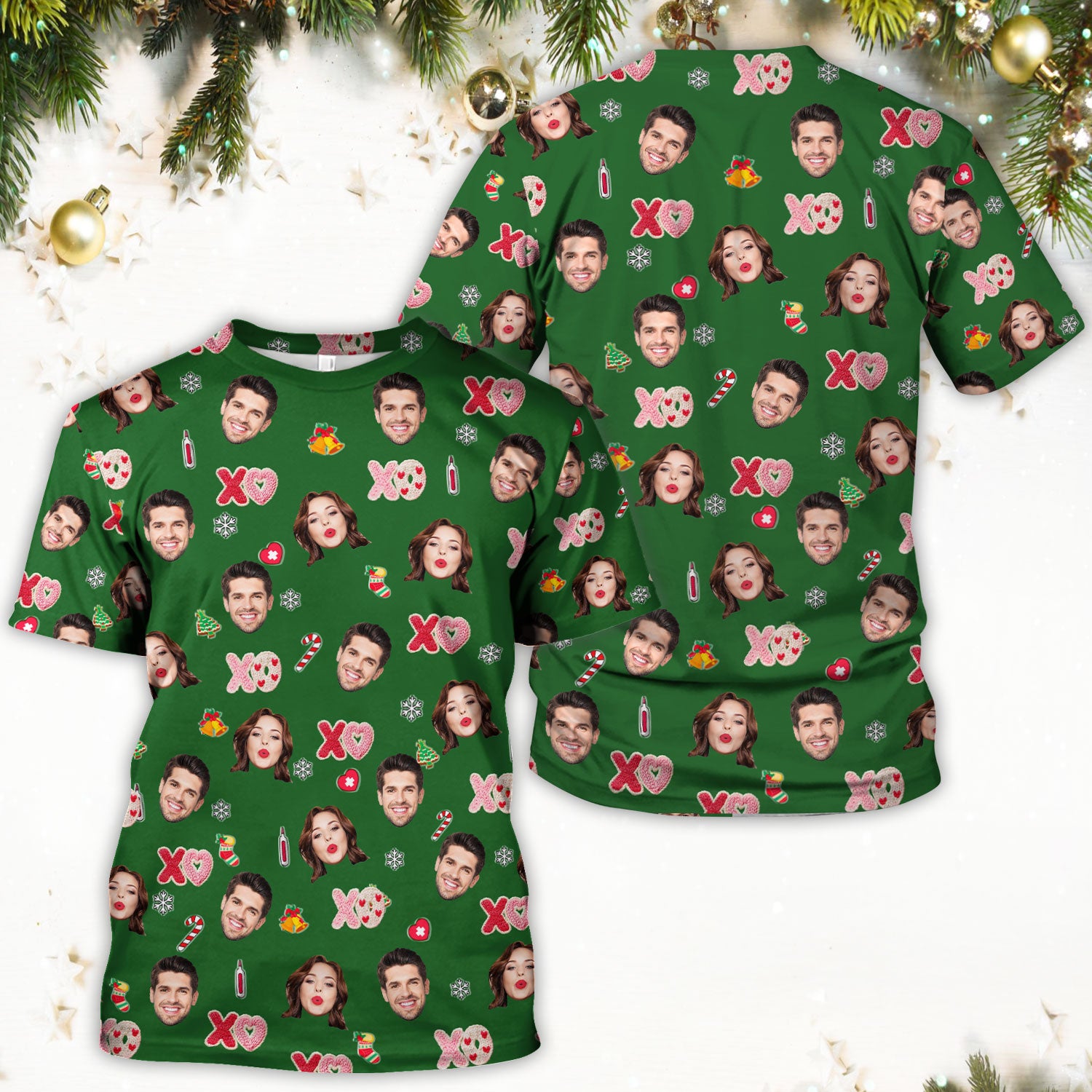 Personalized Photo Scrub Top, Custom Face XOXO Scrub Shirt, Breathable Fabrics Nursing Uniform