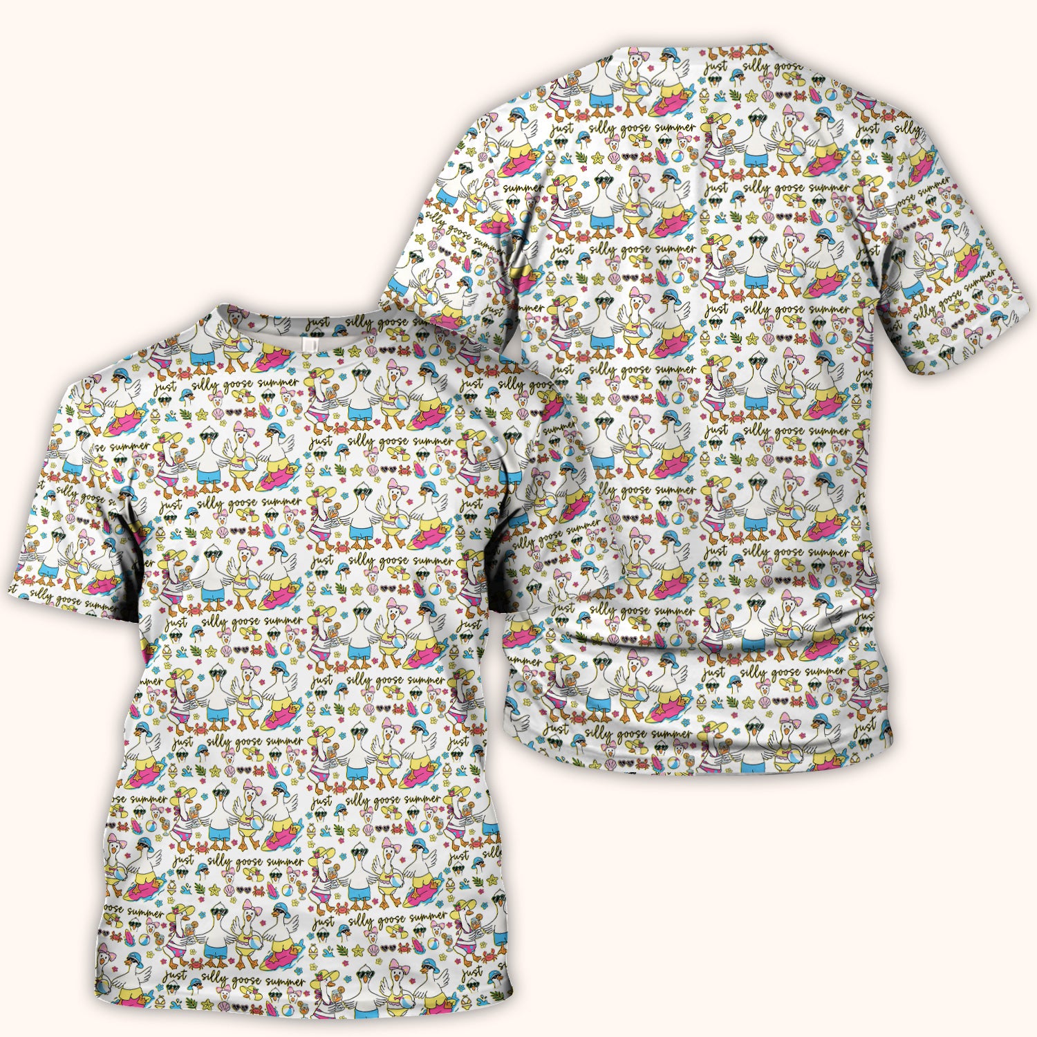 Silly Goose Summer Pattern Scrub Top, Breathable Fabrics Nursing Uniform