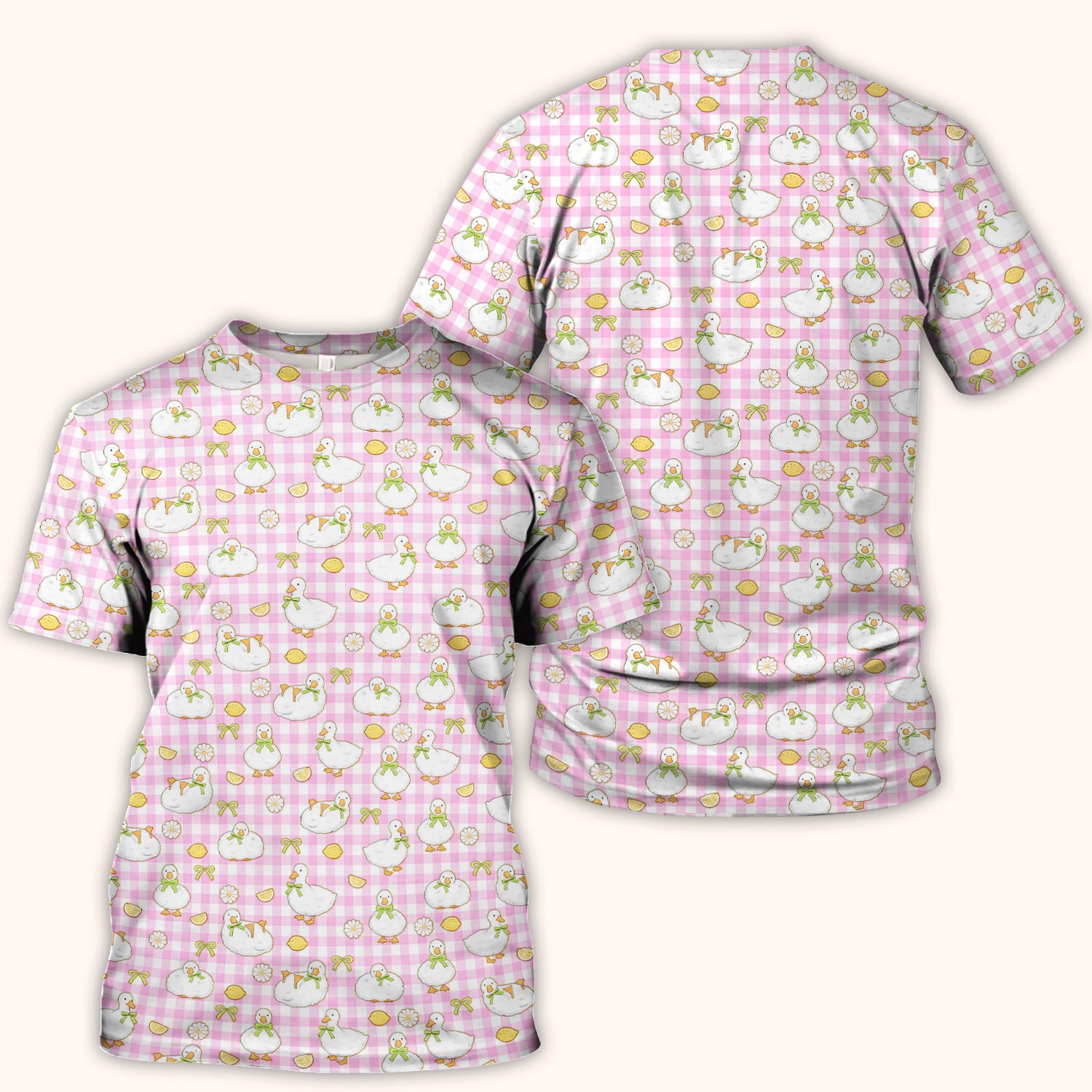 Adorable Ducks Lemon Daisy Pattern Scrubs Top, Comfortable Scrubs for Nurses