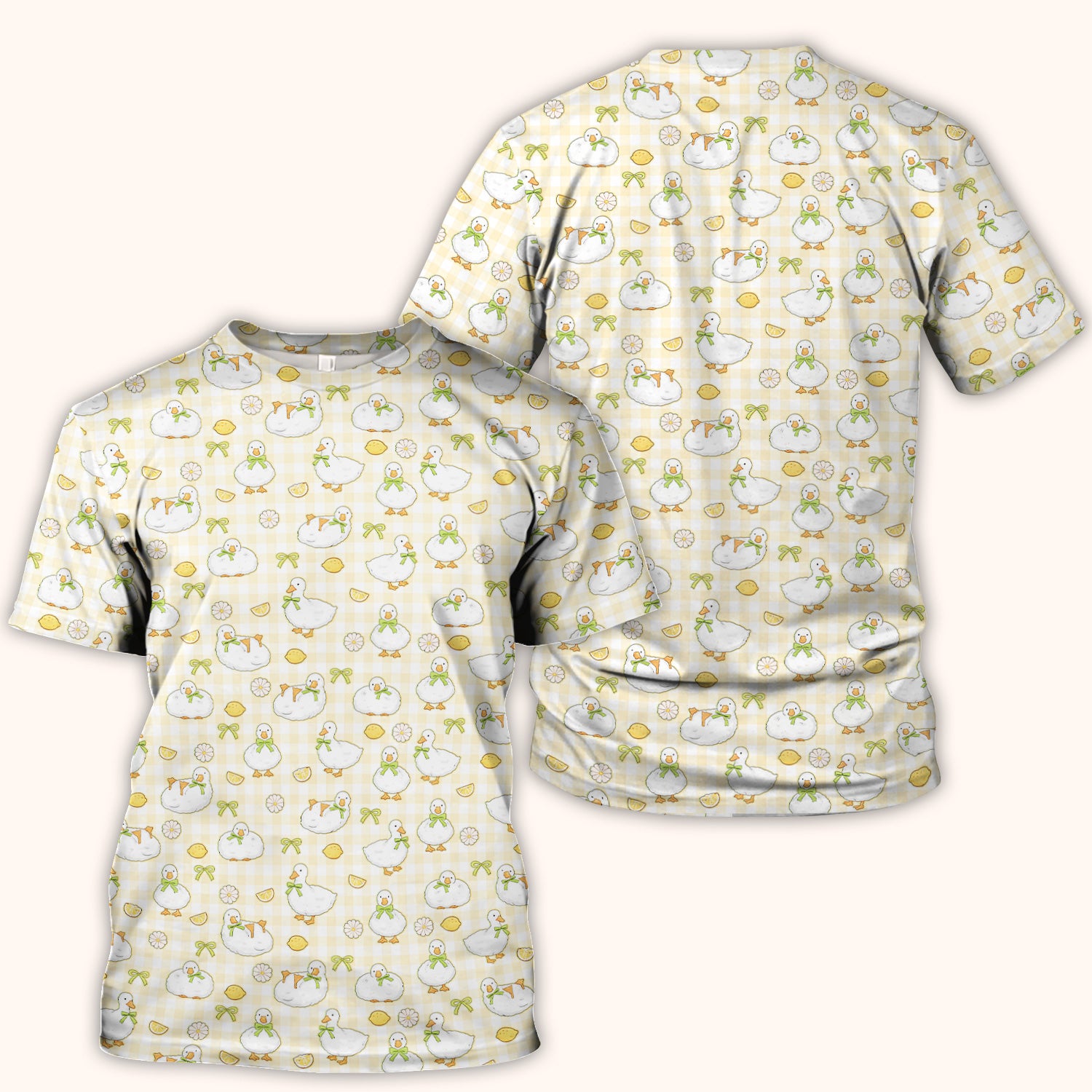 Adorable Ducks Lemon Daisy Pattern Scrubs Top, Comfortable Scrubs for Nurses