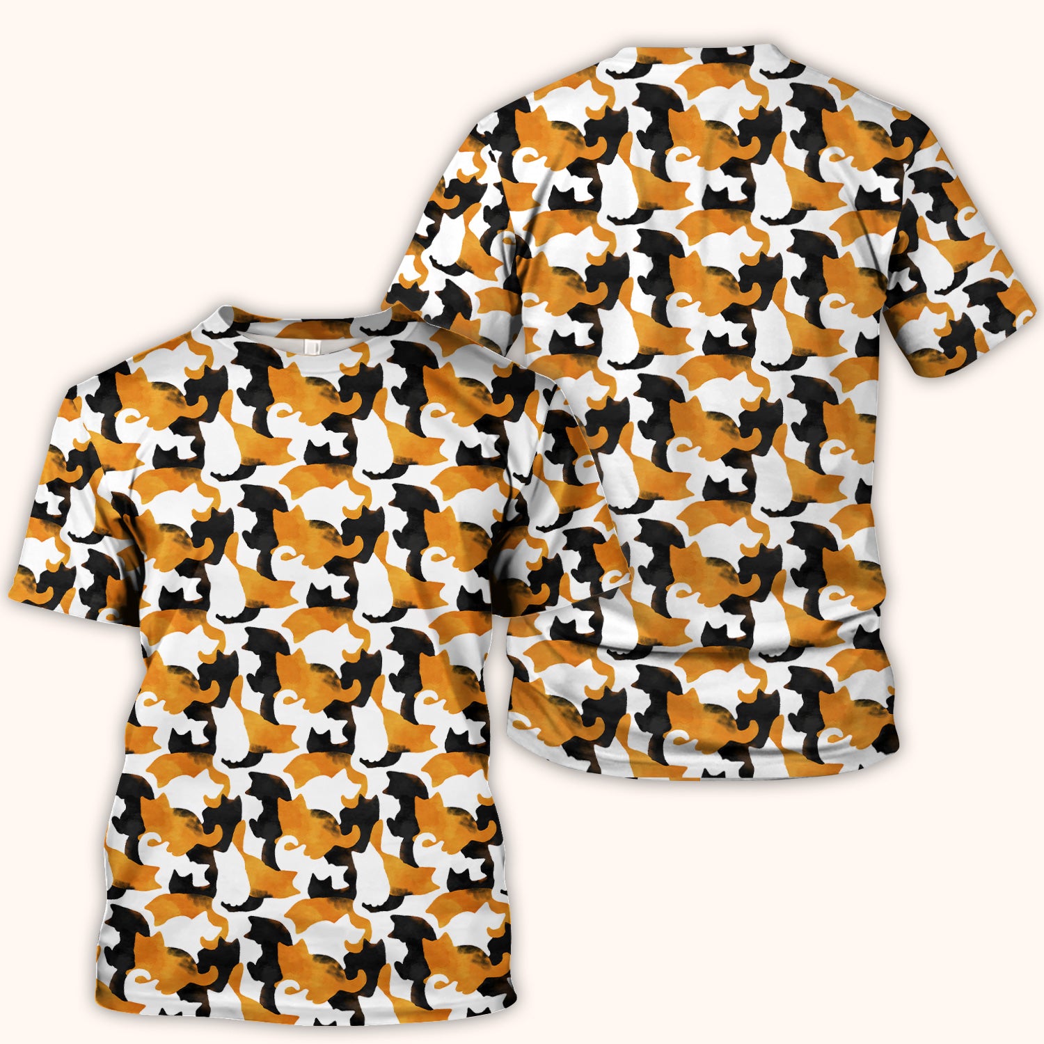 Calico Cat Silhouette Nurse Scrub Top for RN, CNA, Veterinary Staff, Cat Lover Uniform