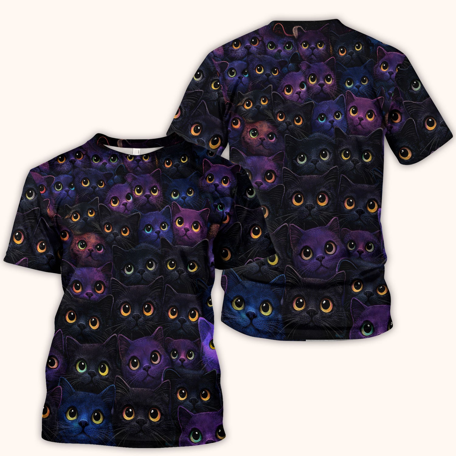 Cute Cat Eyes Pattern Scrub Top for Nurses, Breathable Fabrics Nursing Uniform