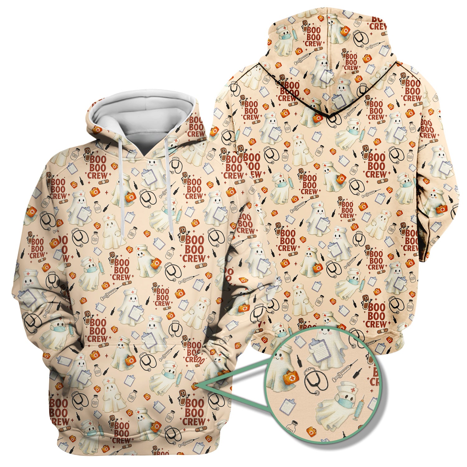 Cute Halloween Nurse Scrub Boo Boo Crew - Funny Ghost Medical Top for Women - Gift for RN LPN CNA