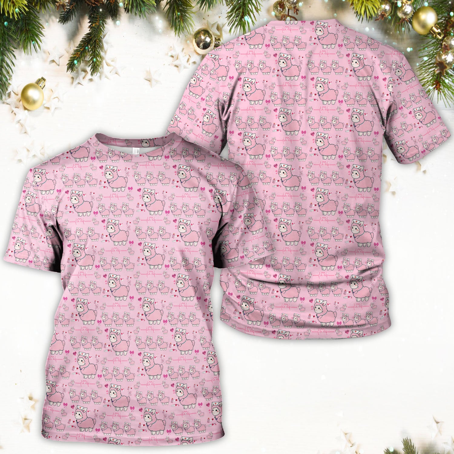 Llama Ain't Got Time For Your Drama Scrub Top, Funny Pattern Scrub Shirt, Breathable Fabrics Nursing Uniform