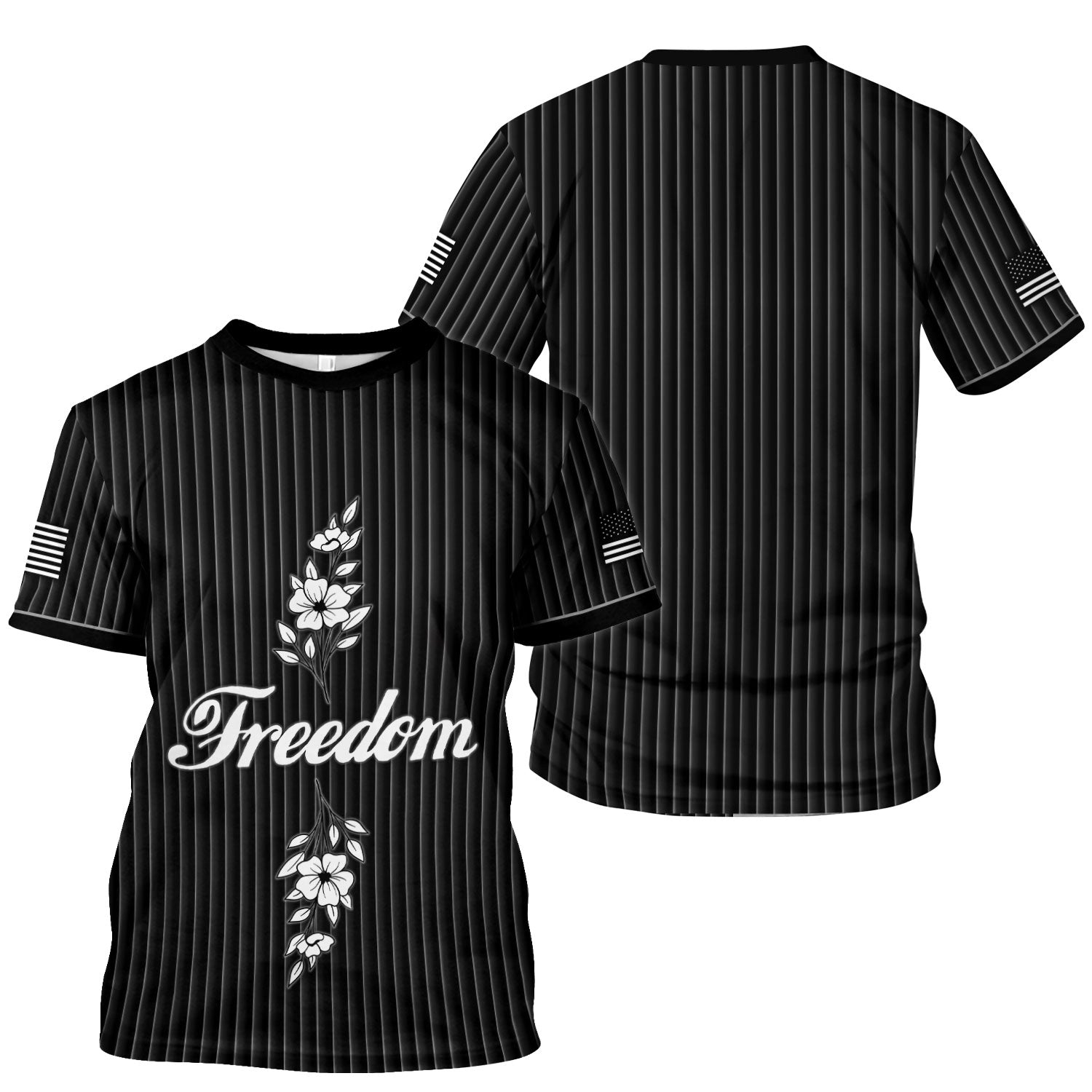 Freedom Shirt Women Scrub Top - Minimalist Floral Medical Uniform - Elegant White Stripe Nursing Gift for RN LPN CNA