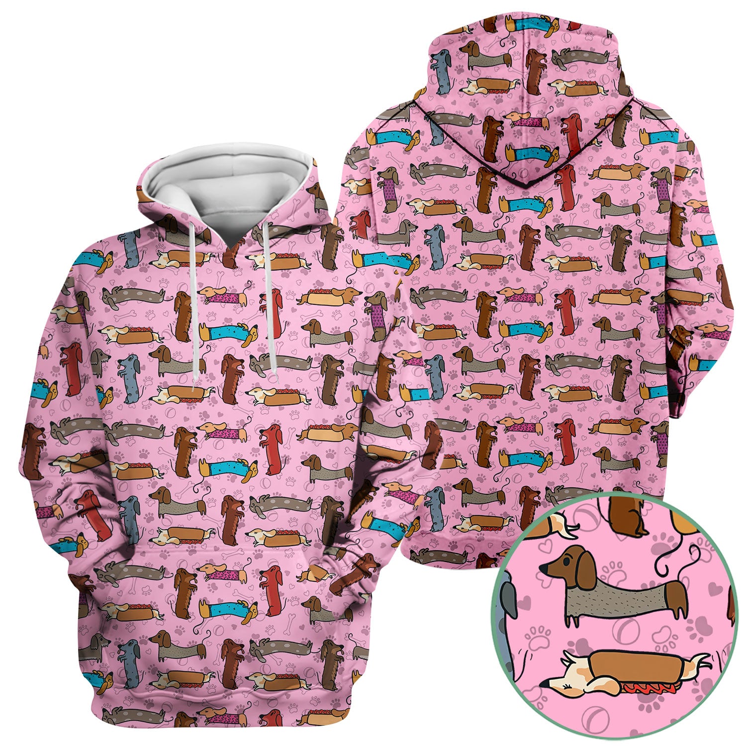 Cute Dachshund Scrub Top for Nurses - Colorful Wiener Dog Print Medical Uniform Shirt - Fun Sausage Dog Pattern Veterinary Workwear