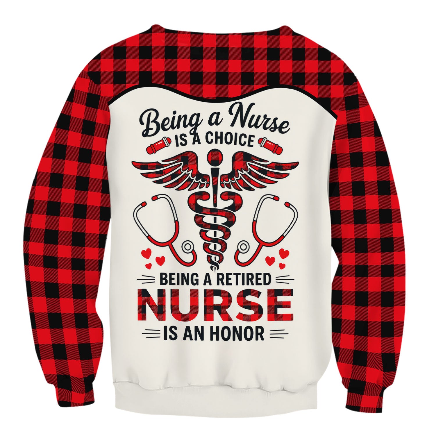 Being a Nurse Is a Choice Retired Nurse Scrub Top - Red Plaid Medical Work Shirt - Retirement Gift for Nurses