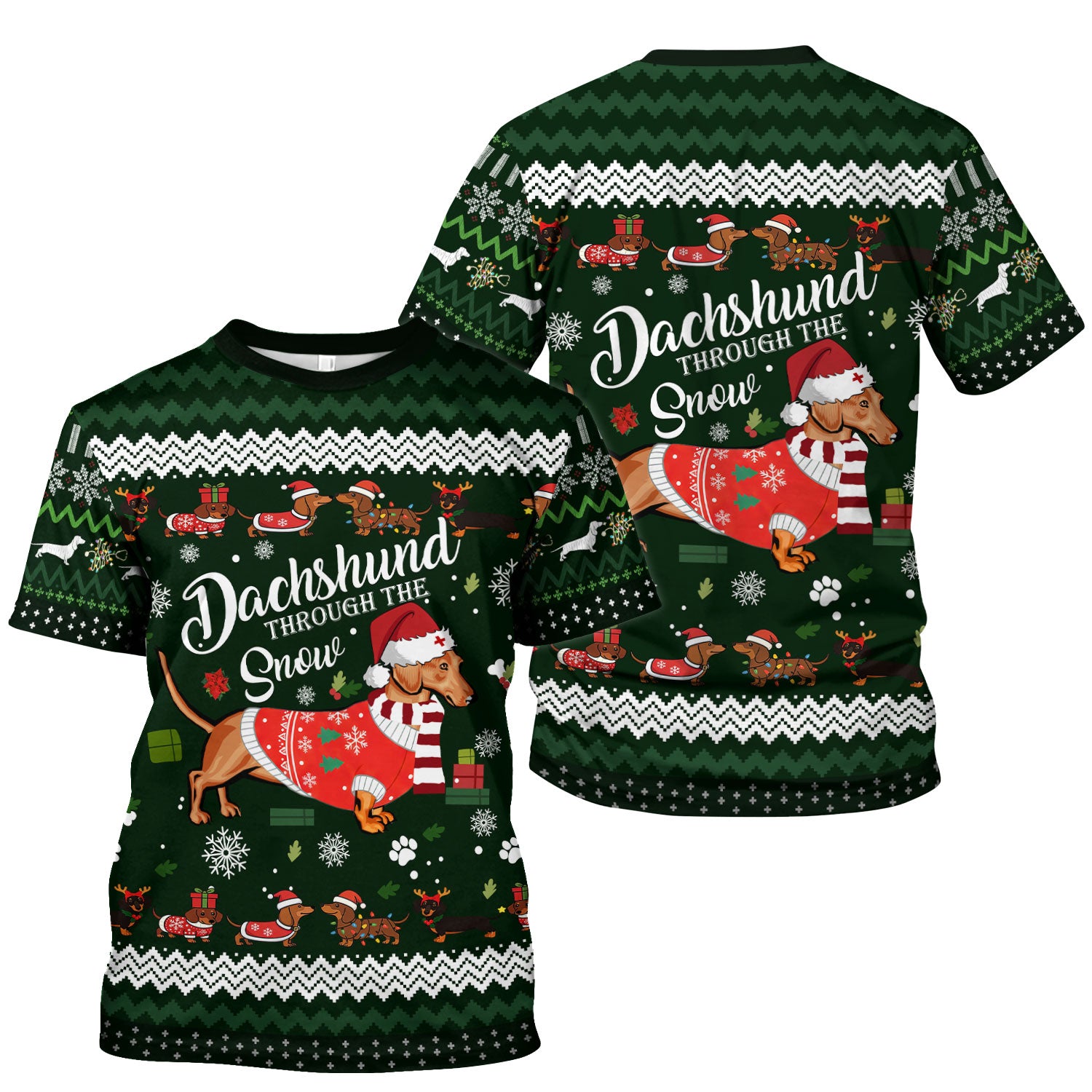 Dachshund Through the Snow - Funny Christmas Scrub Top - Wiener Dog Lover Gift - Holiday Medical Uniform