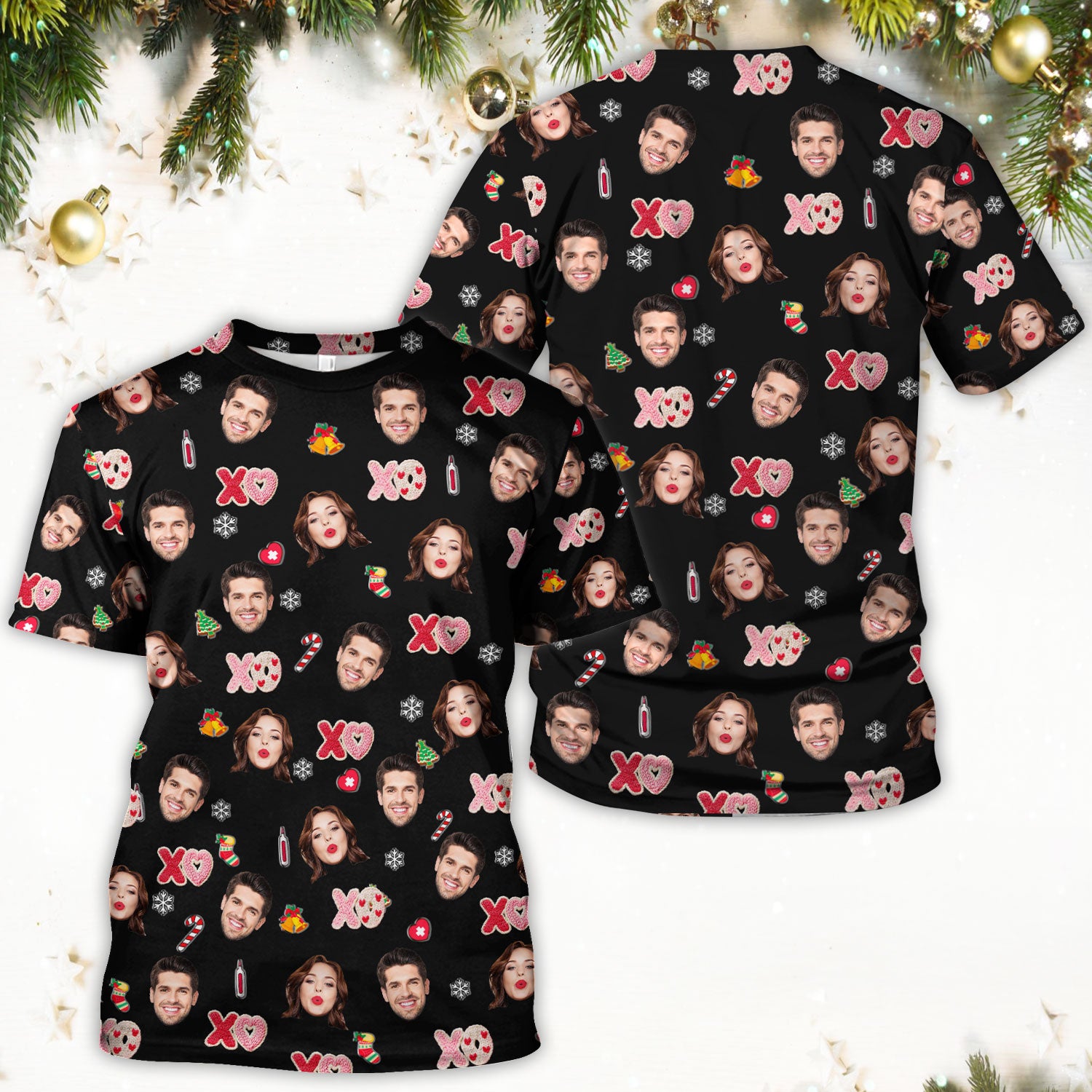 Personalized Photo Scrub Top, Custom Face XOXO Scrub Shirt, Breathable Fabrics Nursing Uniform