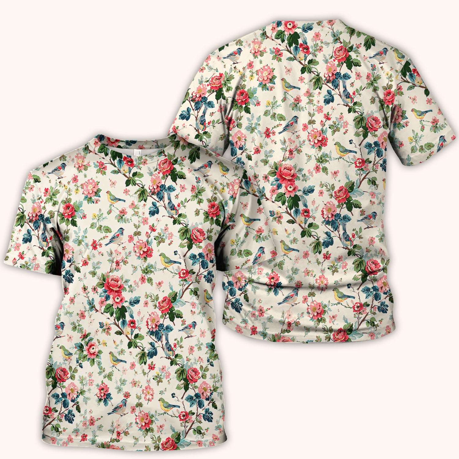 Songbird Rose Garden Pattern Scrub Top, Comfortable Scrubs for Nurses