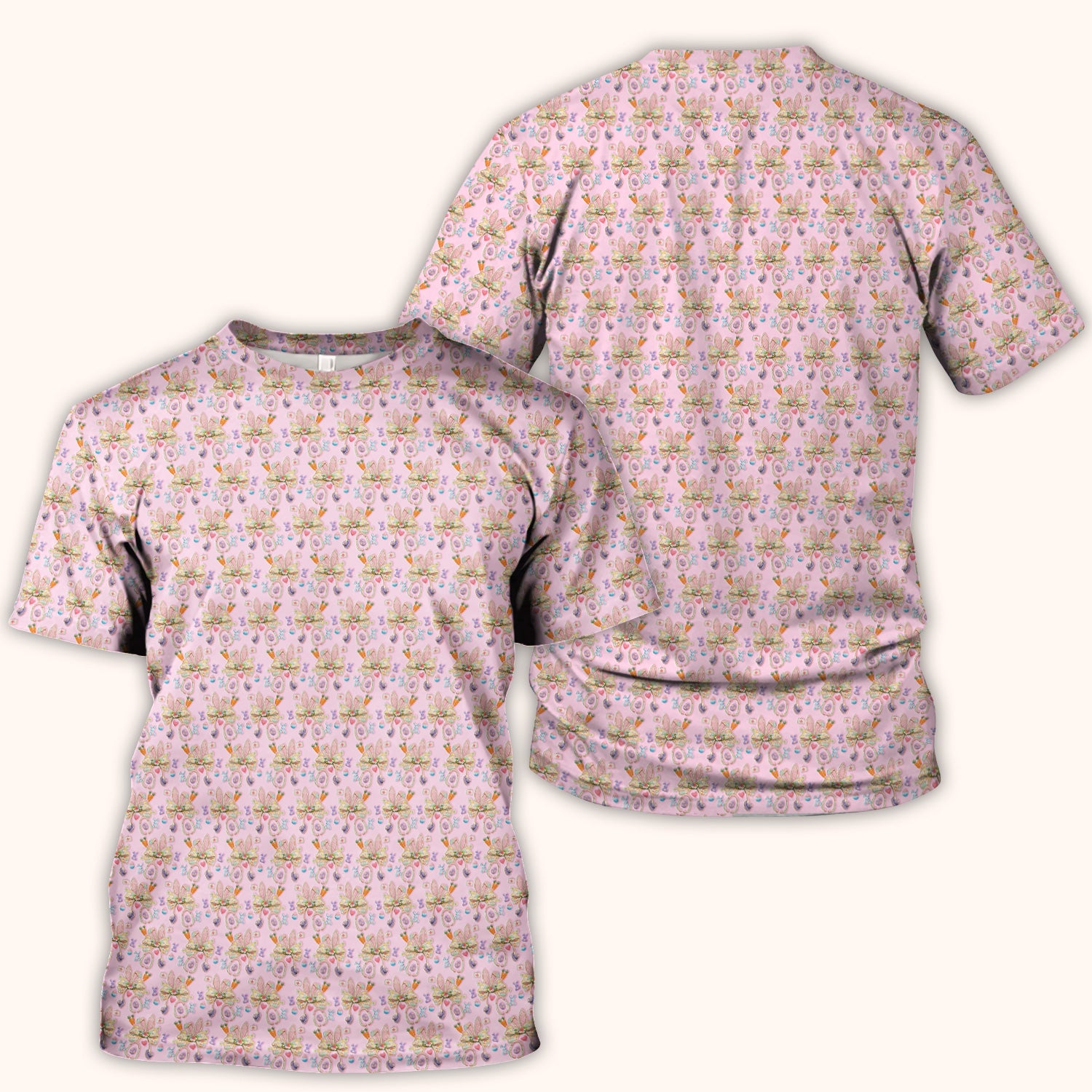 Easter Bunny Stethoscope Pastel Print Scrub Top, Comfortable Scrubs for Nurses