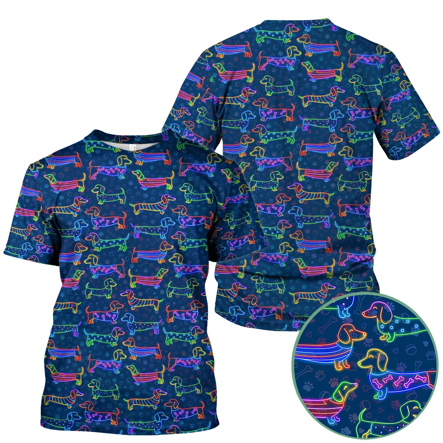 Dachshund Nursing Scrub Top – Cute Neon Sausage Dog Shirt for Women – Funny Colorful Medical Uniform RN LPN CNA Gift