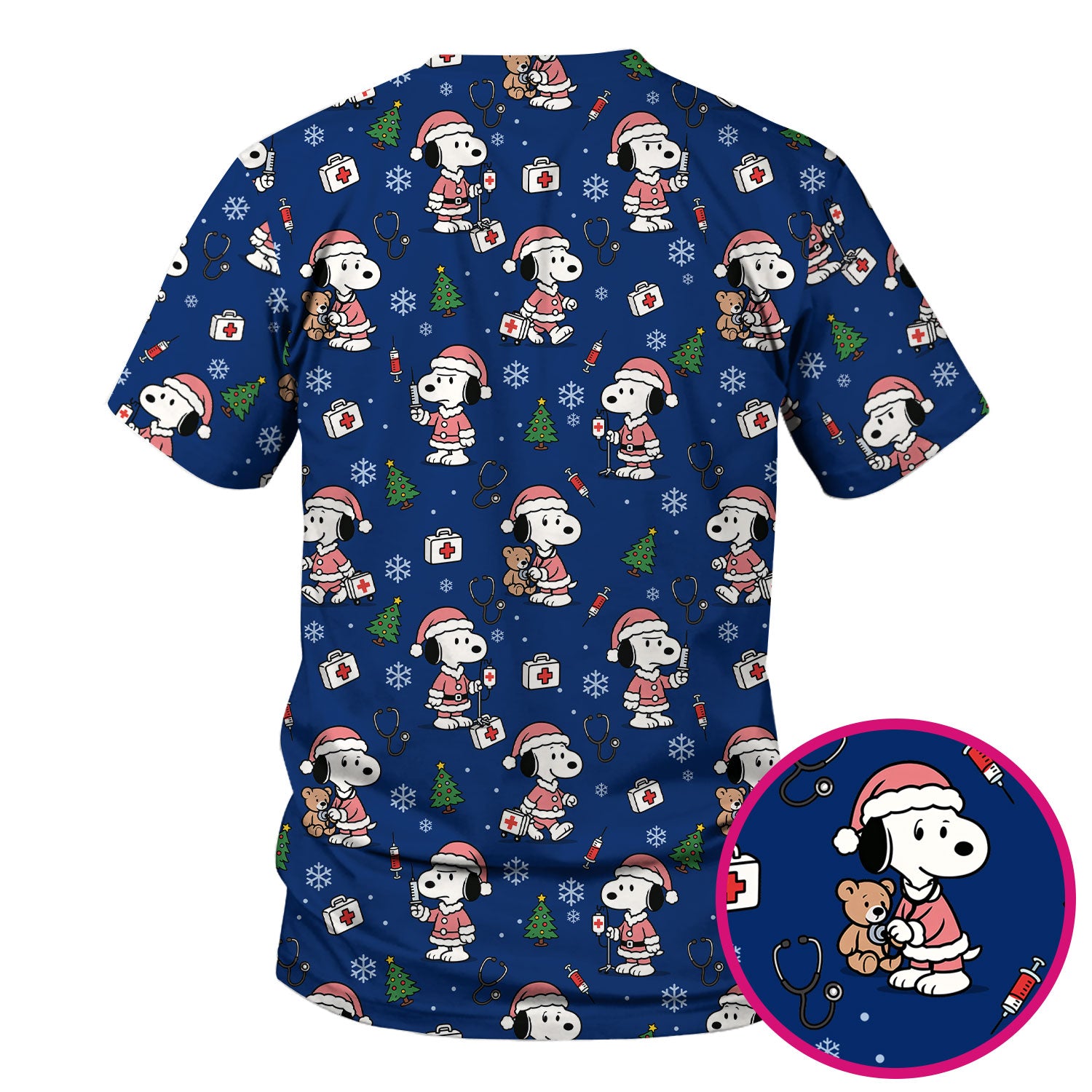 Snoopy Holiday Scrubs Top Multi Colors - Funny Xmas Nurse Shirt Women - Cute Christmas Scrub Top Gift for Healthcare Workers