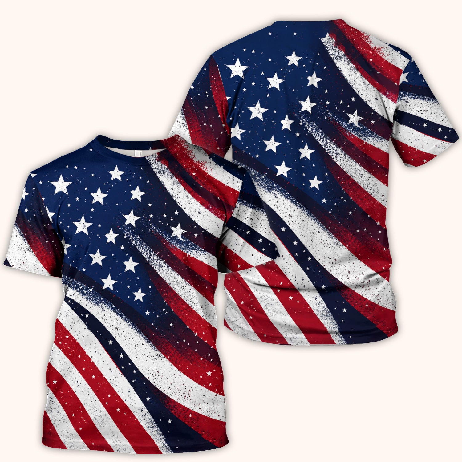 Festive American Flag Stars Pattern Scrub Top, Comfortable Scrubs for Nurses